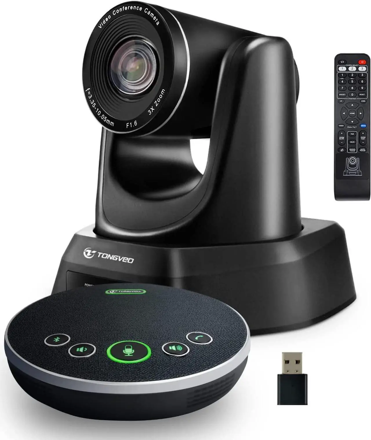 Main image of TONGVEO Conference Room Camera System with Bluetooth Microphone, 3X USB PTZ Video Camera Kit for Meeting Education Church Works with Microsoft Teams, Zoom, OBS, PC(Cam+ Mic)