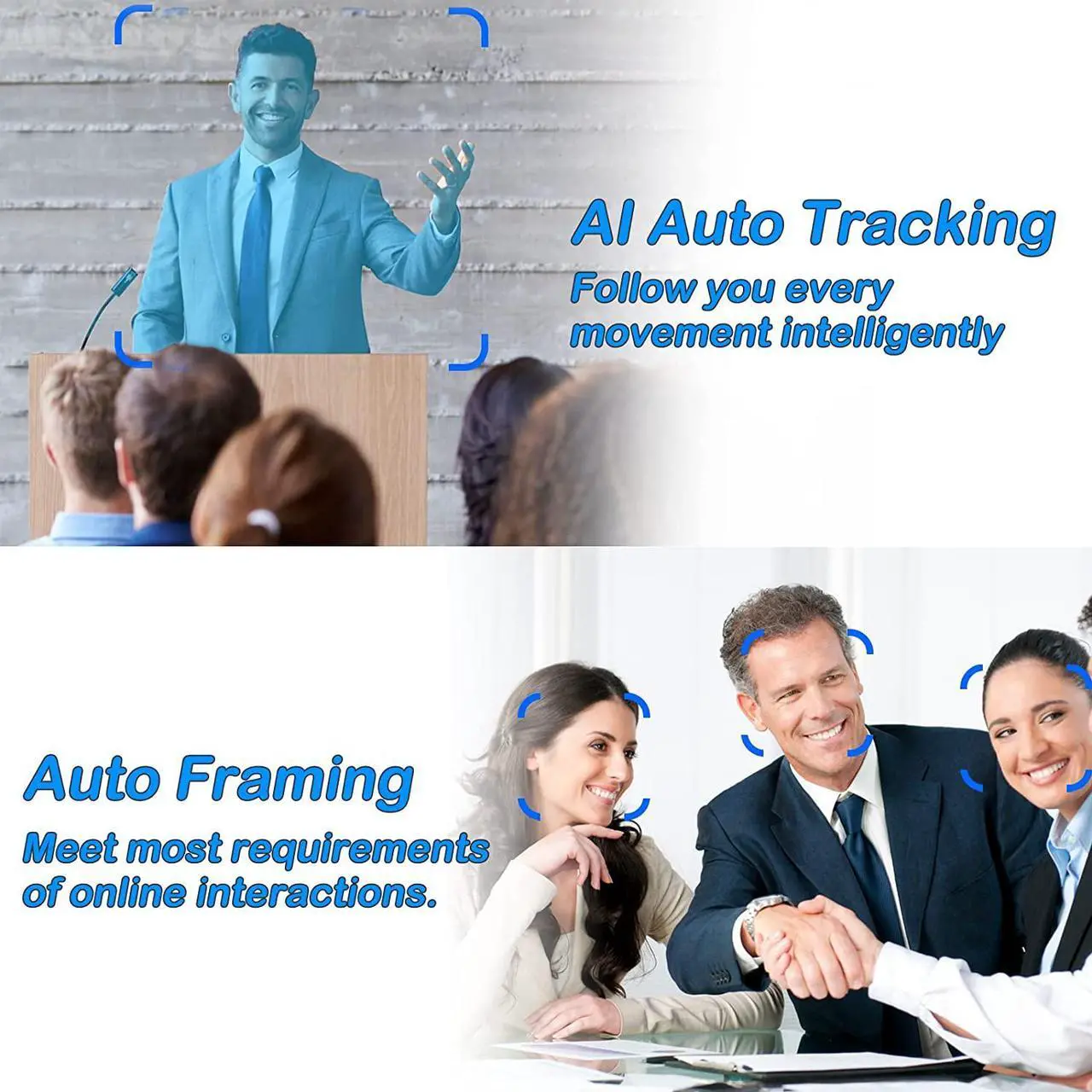 Alt view image 2 of 4 - UcooQQ Conference Room Camera System, Wide-Angle 1080P PTZ Webcam with Double Microphones, 3X Optical Zoom, AI Tracking, Remote Control, for Conferencing Worship Church Education Medical