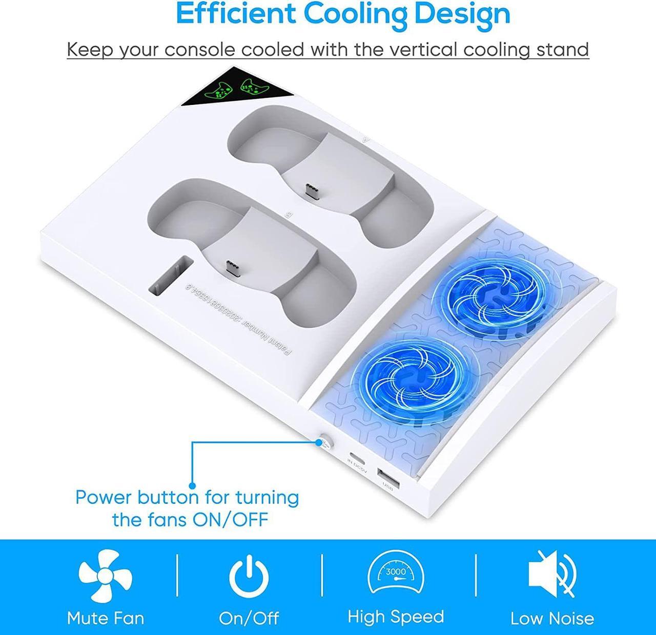 Alt view image 3 of 6 - Cooling Fan Stand Compatible with Xbox Series S with 1400mAh Rechargeable Battery Pack, YUANHOT Vertical Charging Station Dock Accessories with Controller Charger Port & Cooler System for XSS - White