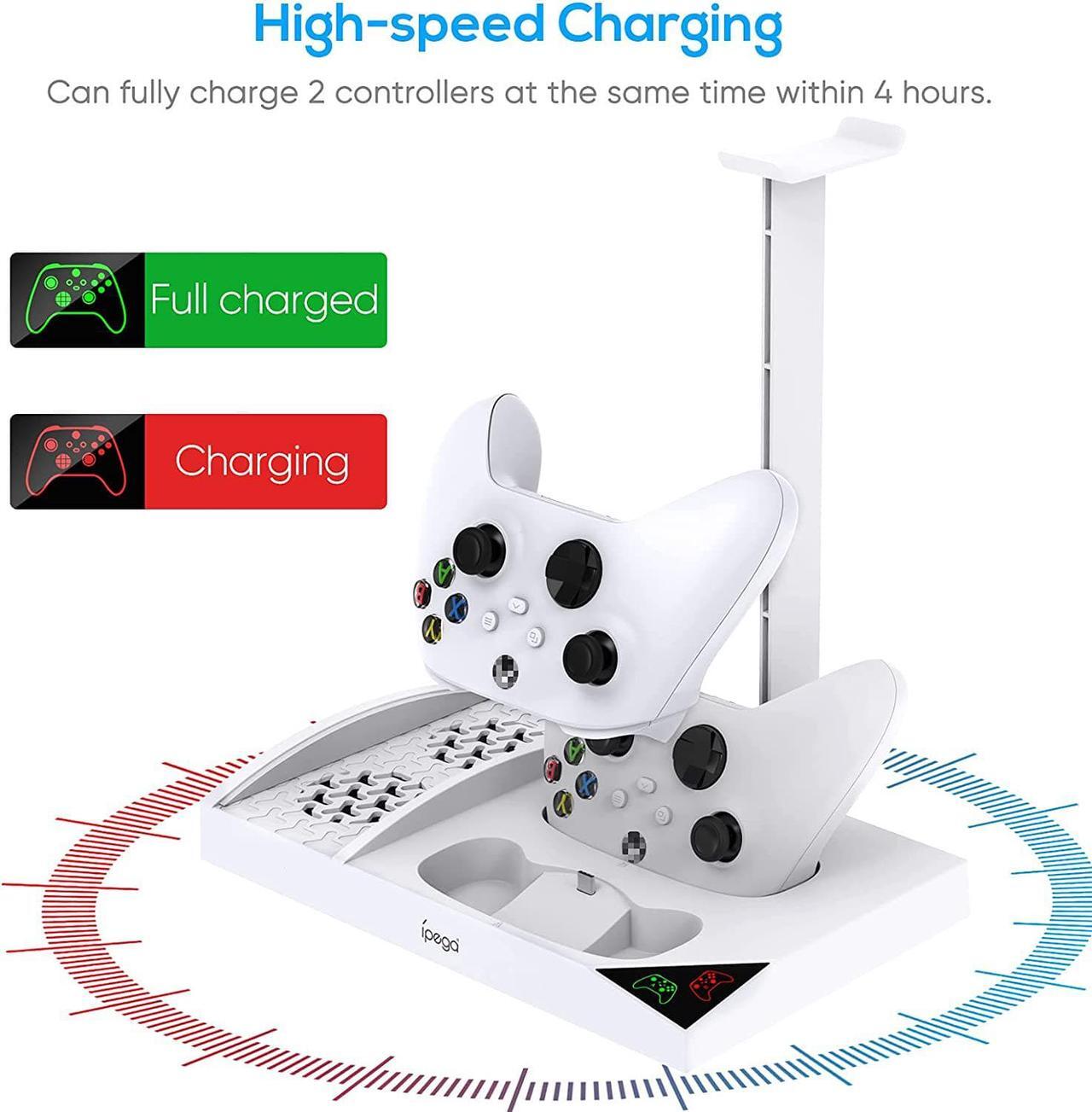 Alt view image 5 of 6 - Cooling Fan Stand Compatible with Xbox Series S with 1400mAh Rechargeable Battery Pack, YUANHOT Vertical Charging Station Dock Accessories with Controller Charger Port & Cooler System for XSS - White