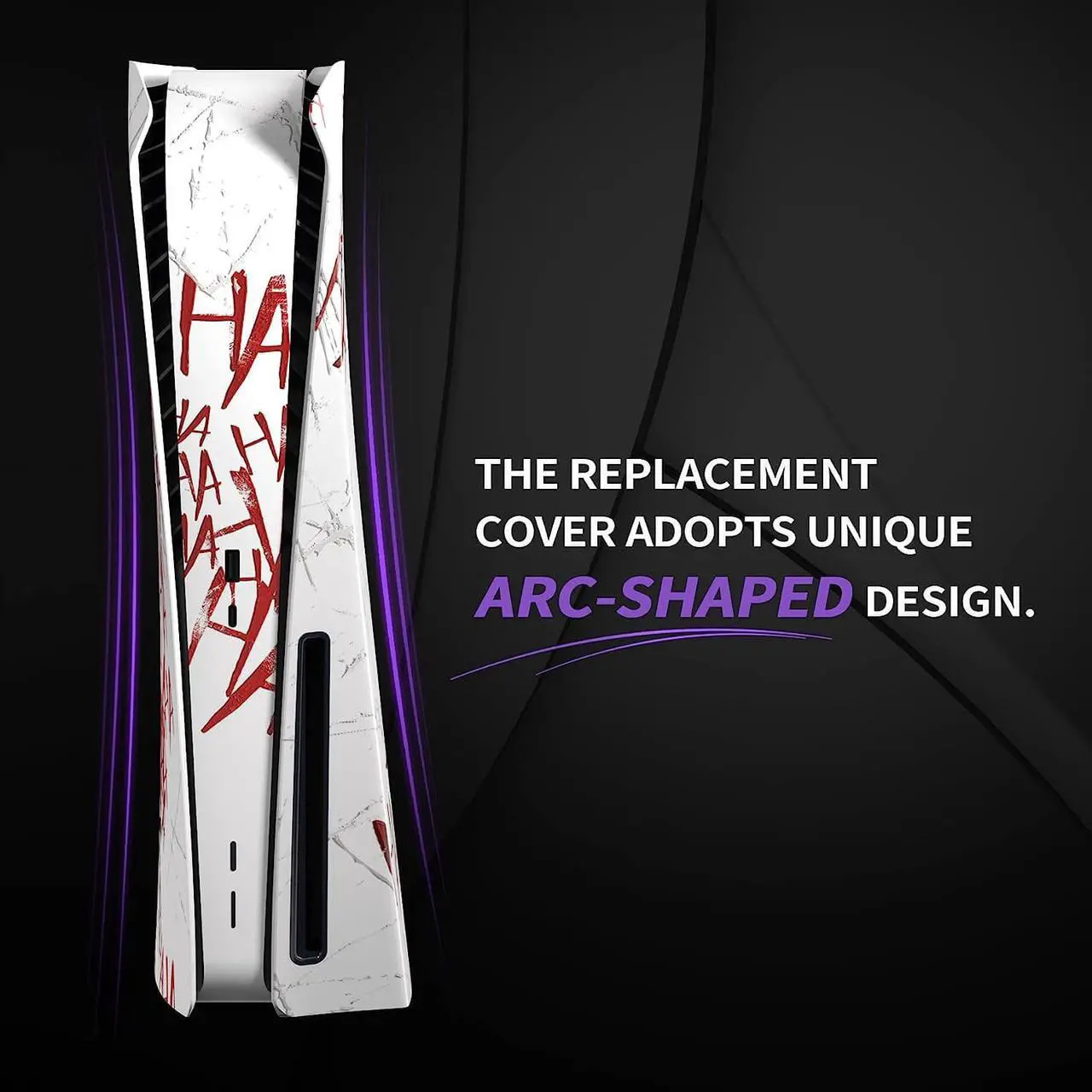 Alt view image 5 of 7 - eXtremeRate eXcover Clown HAHAHA Top Bottom Cover Compatible with ps5 Console Disc Edition, Replacement Faceplate Backplate Shell Skin Compatible with ps5 Console Disc Version - Console NOT Included