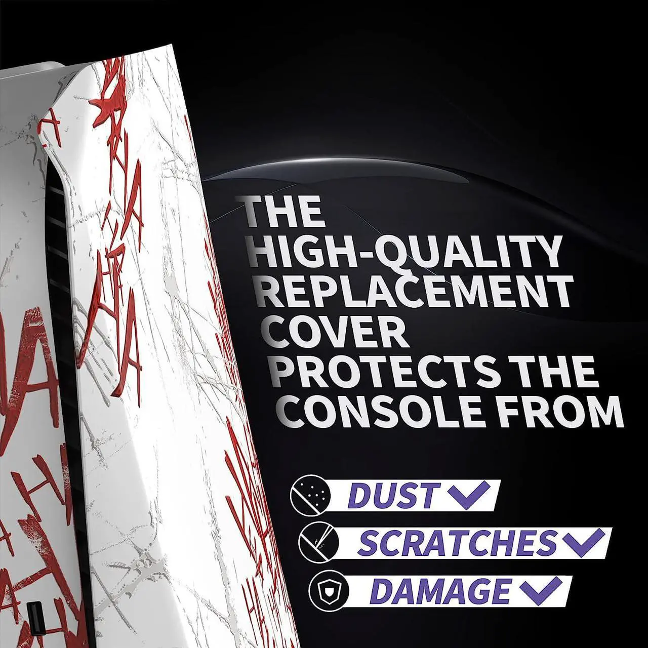 Alt view image 6 of 7 - eXtremeRate eXcover Clown HAHAHA Top Bottom Cover Compatible with ps5 Console Disc Edition, Replacement Faceplate Backplate Shell Skin Compatible with ps5 Console Disc Version - Console NOT Included