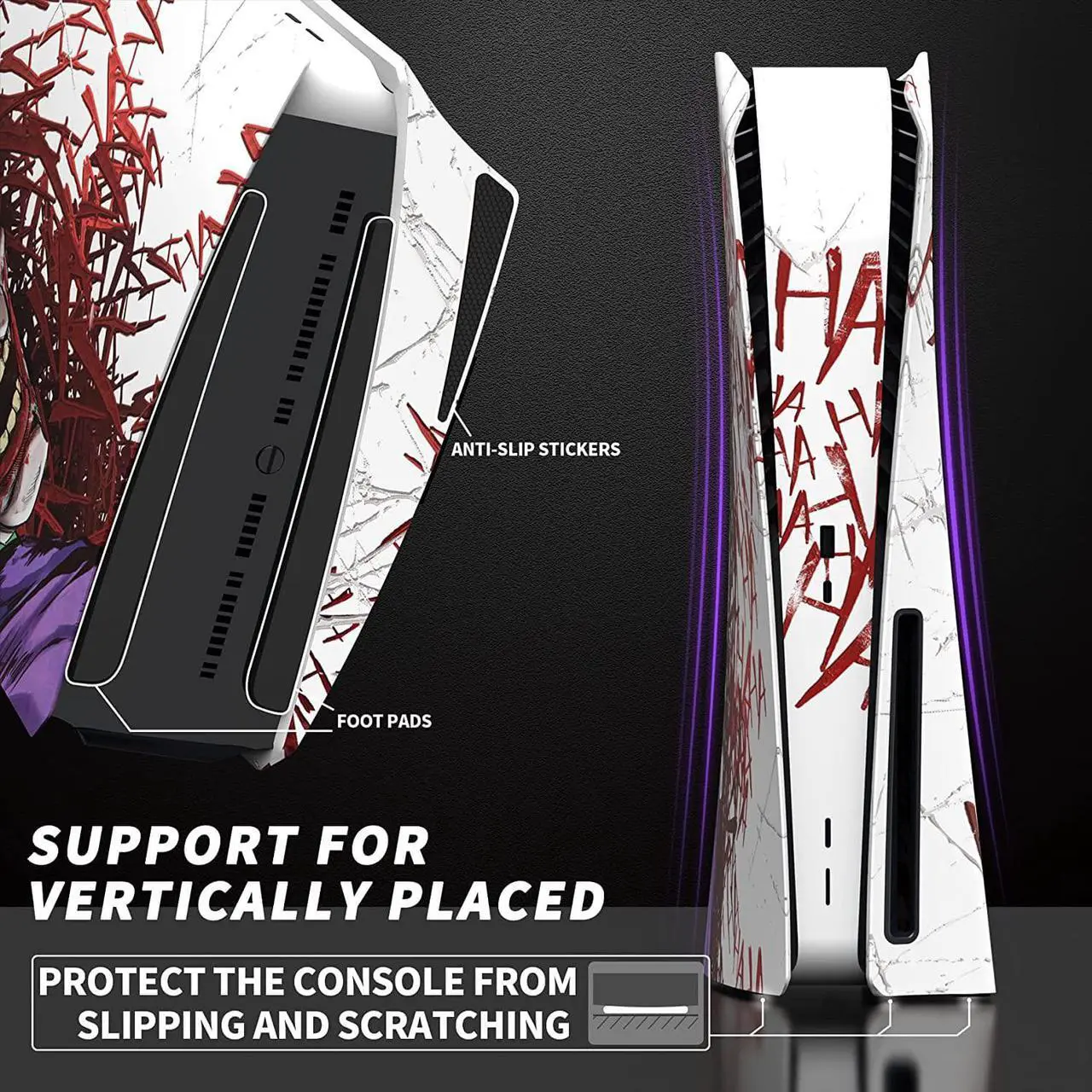 Alt view image 7 of 7 - eXtremeRate eXcover Clown HAHAHA Top Bottom Cover Compatible with ps5 Console Disc Edition, Replacement Faceplate Backplate Shell Skin Compatible with ps5 Console Disc Version - Console NOT Included