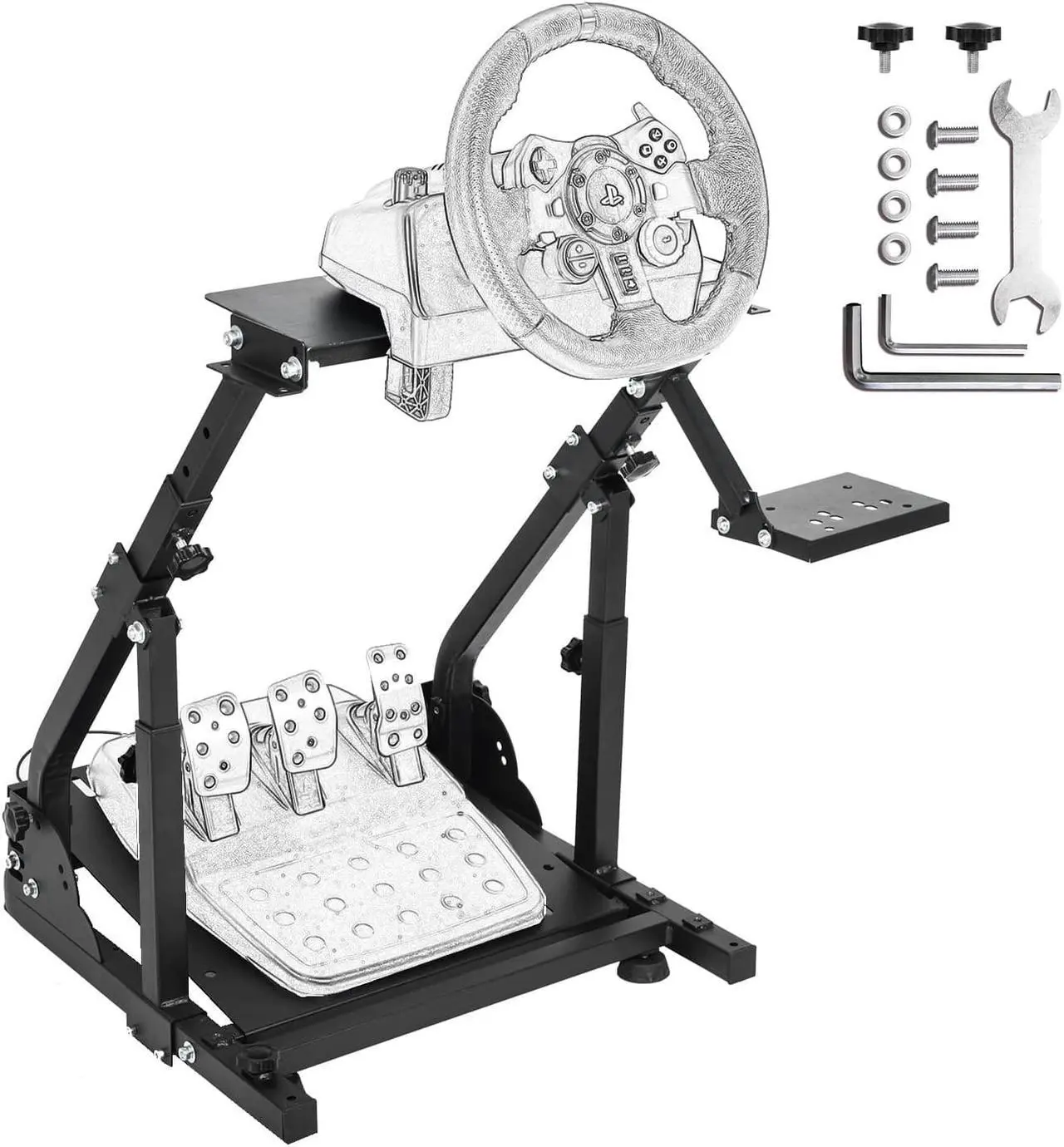 Main image of Hottoby Racing Steering Wheel Stand Height Adjustable Ultra-stable 4 Support Arms fit Logitech G25 G27 G29 G920 Thrustmaster T300RS Gacing Wheel Stand Wheel and Pedals Not Included