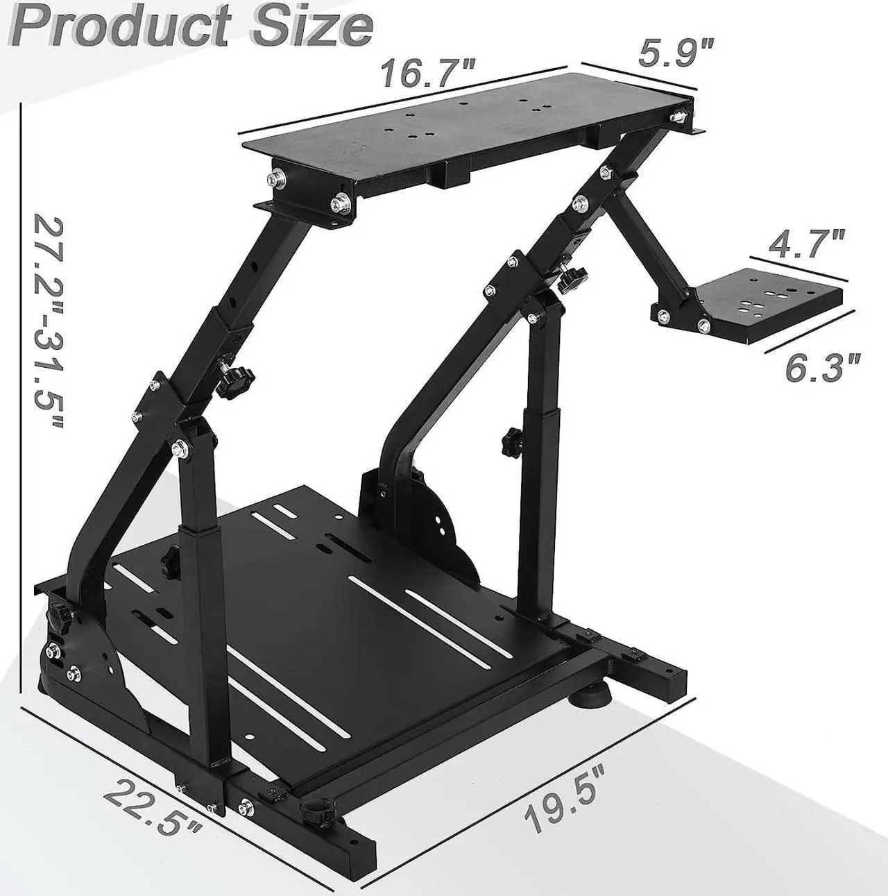 Alt view image 2 of 7 - Hottoby Racing Steering Wheel Stand Height Adjustable Ultra-stable 4 Support Arms fit Logitech G25 G27 G29 G920 Thrustmaster T300RS Gacing Wheel Stand Wheel and Pedals Not Included
