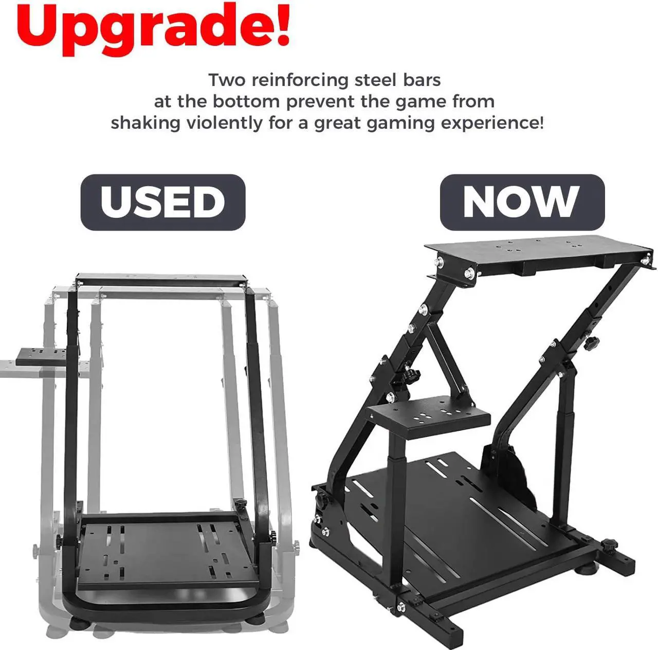 Alt view image 7 of 7 - Hottoby Racing Steering Wheel Stand Height Adjustable Ultra-stable 4 Support Arms fit Logitech G25 G27 G29 G920 Thrustmaster T300RS Gacing Wheel Stand Wheel and Pedals Not Included