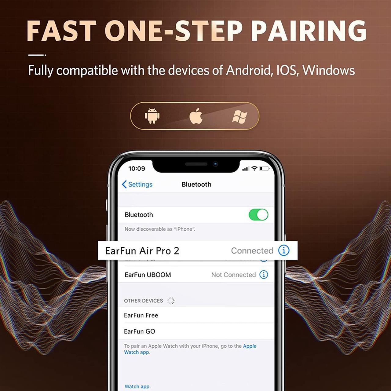 Alt view image 7 of 7 - EarFun Air Pro 2 Wireless Earbuds, [2023 Version] Hybrid Active Noise Cancelling Wireless Earphones, Bluetooth 5.2 Headphones with 6 Mics, in-Ear Detection, App for Custom EQ, Wireless Charging, 34Hrs