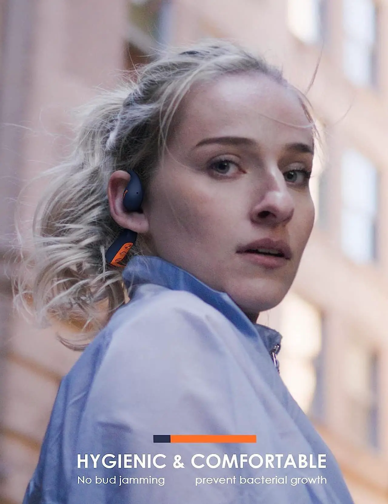 Alt view image 7 of 7 - Oraimo Open Ear Headphones, Wireless Earbuds for Android & iPhone, Open Ear Earbuds, Built-in Mic,Sweat/Splash Proof, 16 Hrs Music Play, for Running Cycling Climbing with Deep Base