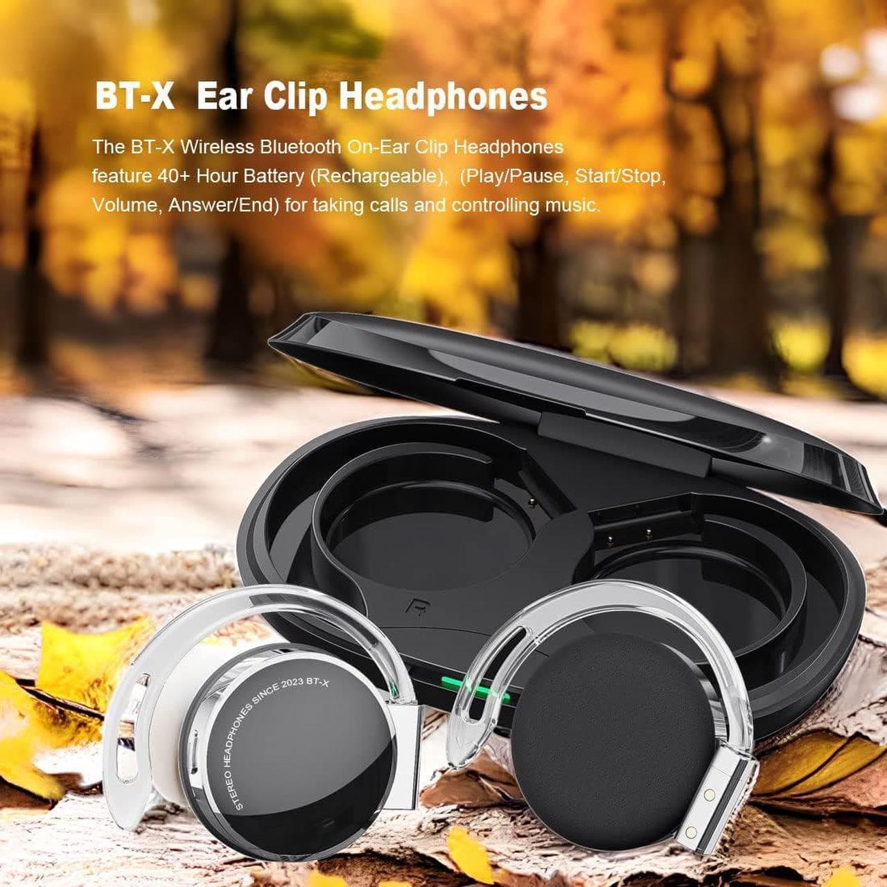 Alt view image 4 of 7 - Clip on Headphones Bluetooth V5.3, Open Ear Earphones Wireless with Earhooks, Ear Clip On-Ear Headphones, Sports Headset Bluetooth with 4 Microphones, Noising Cancelling/Long Battery Life(Black)