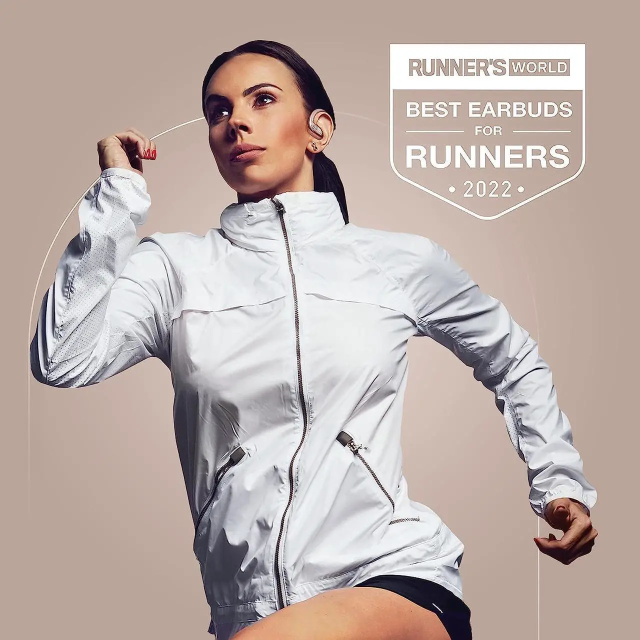 Alt view image 2 of 7 - Rose Gold Wireless Running Earbuds for Women. Pink Bluetooth Sport Earbuds for Running, 80 Hour Long Battery Life Over the Ear Earbuds with EarHooks, Wrap Around Ear buds with Microphone, Earphones