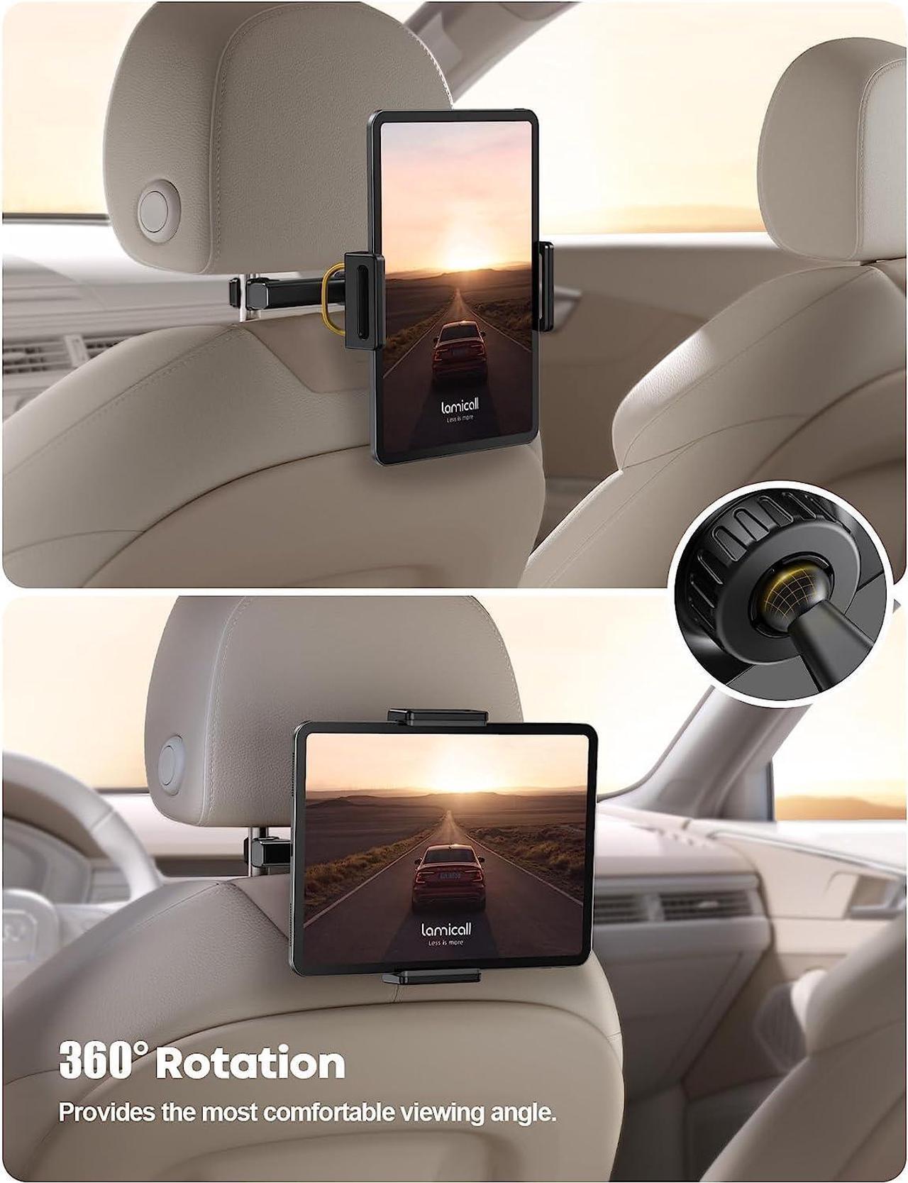 Alt view image 3 of 7 - Car Tablet Headrest Holder - Car Back Seat Headrest Tablet Mount Stand for Kids Road Trip Essentials Compatible with 2024 iPad Pro 11/13 Air Mini Galaxy Tab 4.7-13 Tablet Black