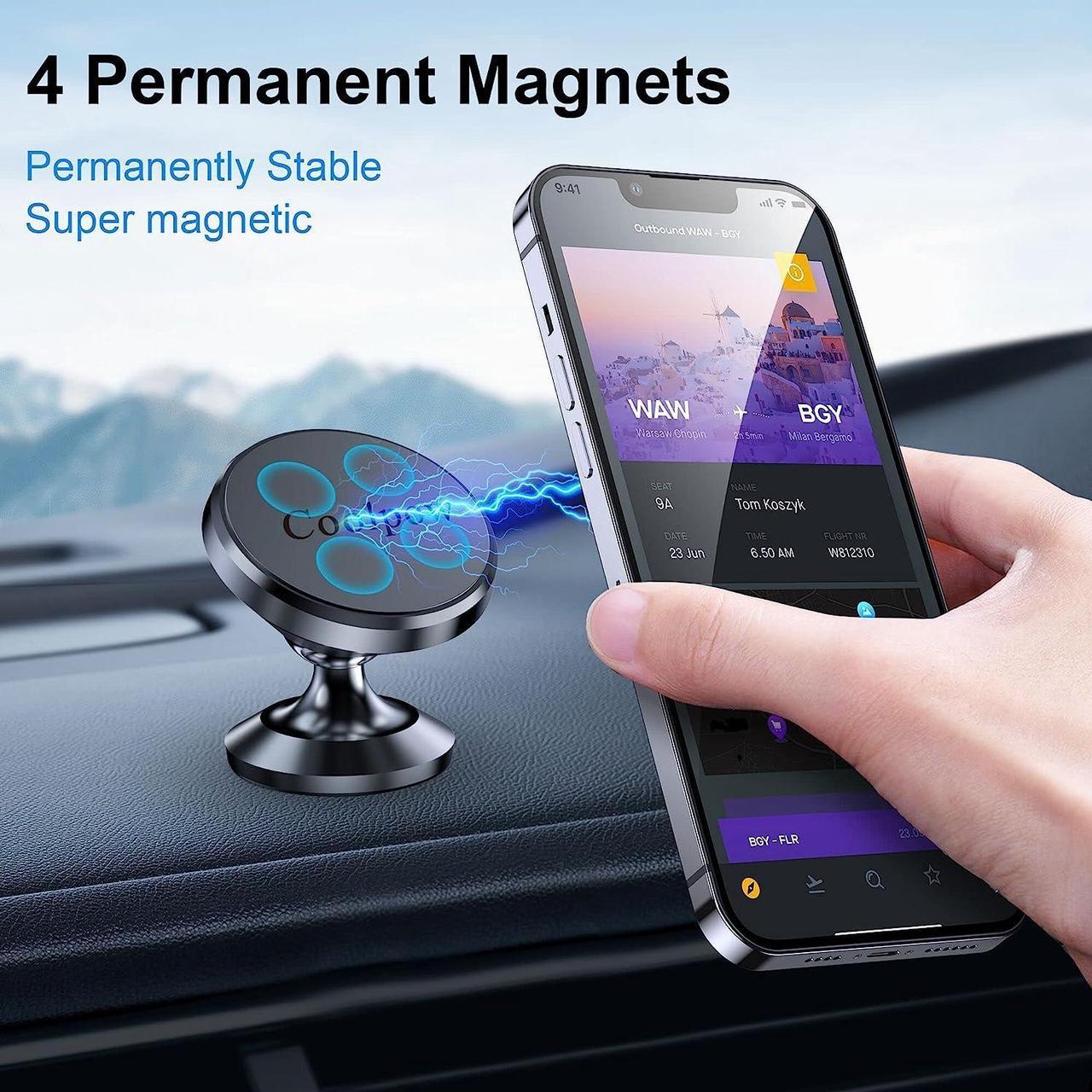 Alt view image 6 of 6 - Coolpow 2-Pack Magnetic Phone Holder for Car Phone Holder MountStrong Magnet Phone Mount for Car Mount for iPhone Magnetic Car Phone Holder4 Plate Cell Phone Holders for Your Car Accessories