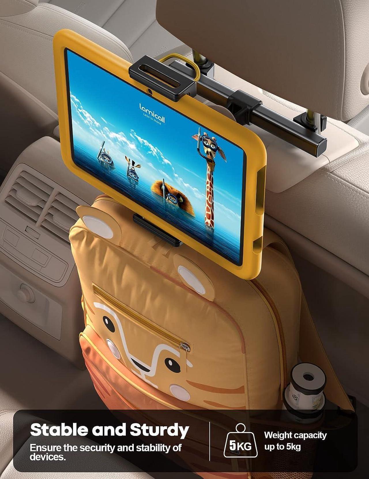 Alt view image 6 of 7 - Car Tablet Headrest Holder - Car Back Seat Headrest Tablet Mount Stand for Kids Road Trip Essentials Compatible with 2024 iPad Pro 11/13 Air Mini Galaxy Tab 4.7-13 Tablet Black