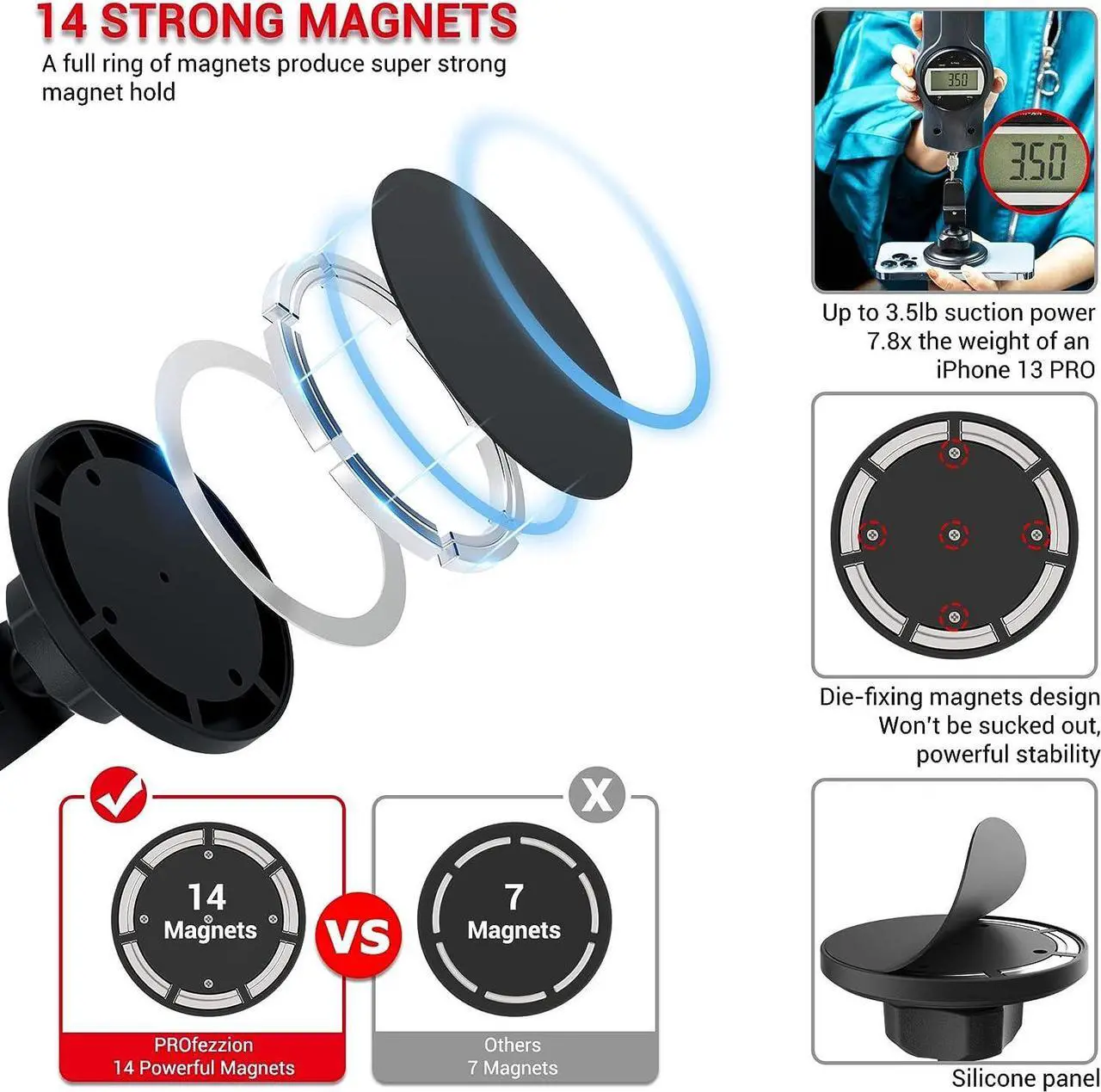 Alt view image 6 of 7 - Phone Holder Mount Magnetic Accessories: Fitness Equipment Gym Motorcycle Handlebar, Exercise Bike, Treadmill, Stroller, Cart, for Magsafe iPhone 16 15 14 13 12 Plus Pro Max & All Phone Stand Clamp