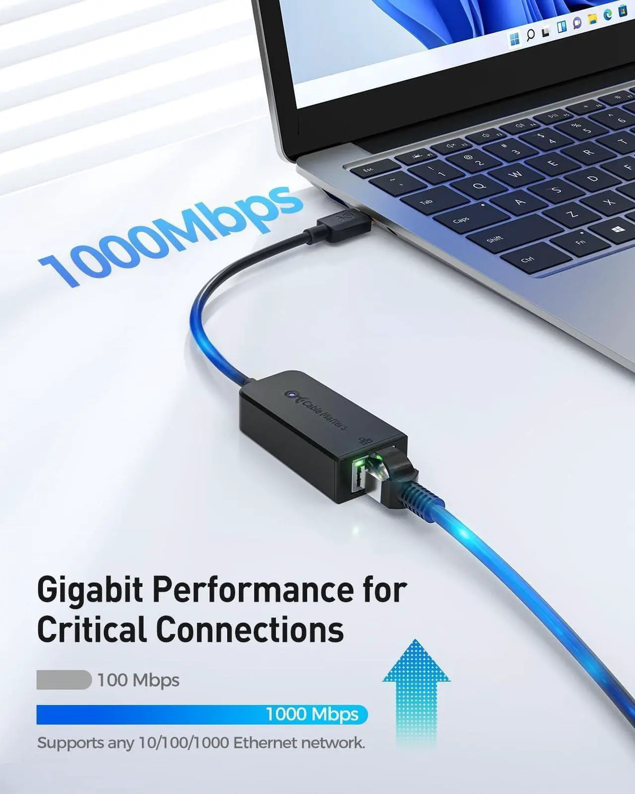 Alt view image 2 of 7 - Cable Matters Plug & Play USB C to Ethernet Adapter with PXE, MAC Address Clone (Thunderbolt to Ethernet Adapter, Gigabit Ethernet to USB C) in Black - Compatible with MacBook Pro, XPS, Surface Pro