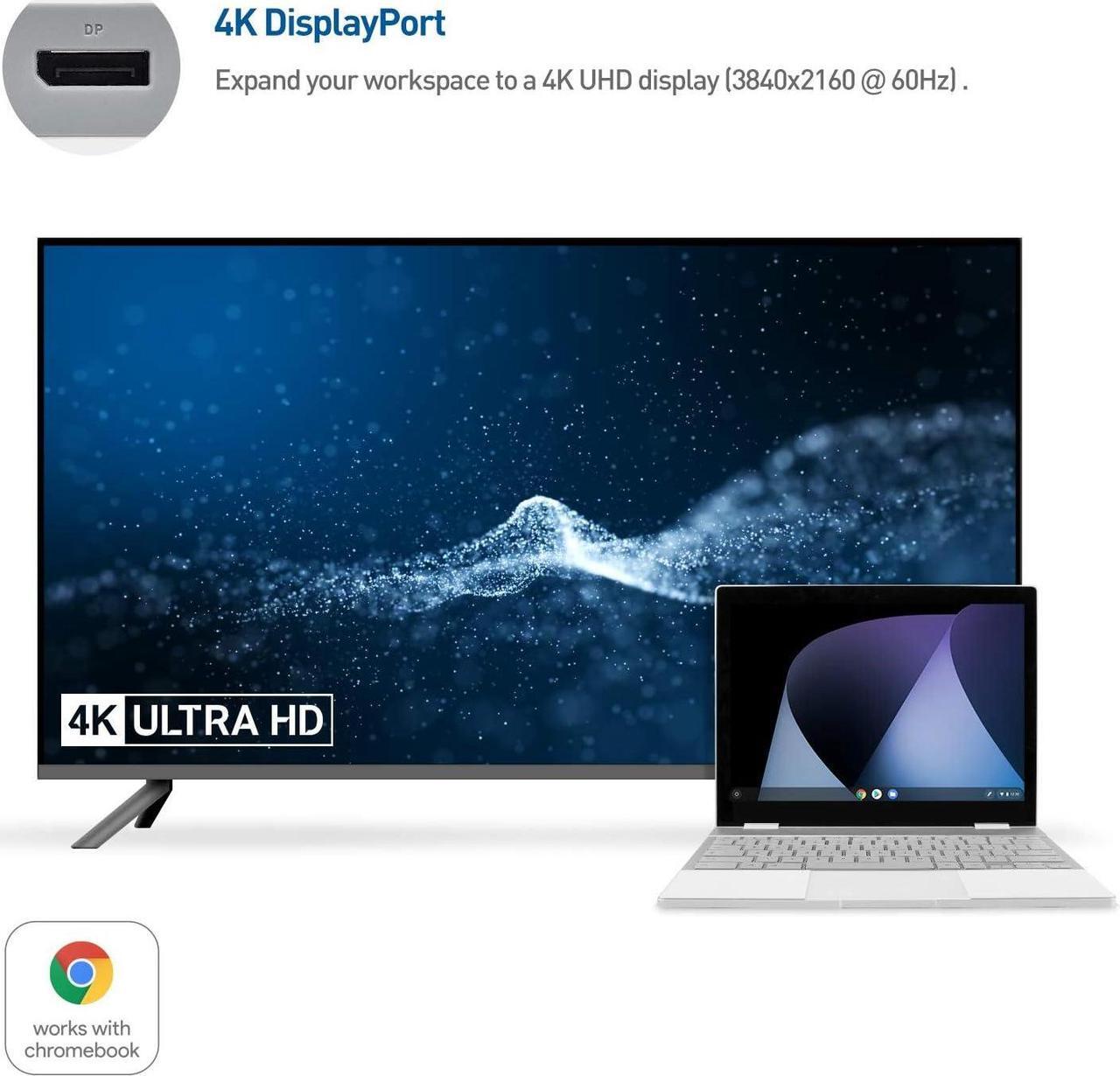 Alt view image 3 of 7 - [Works with Chromebook Certified] Cable Matters USB C Hub Multiport Adapter with 4K DisplayPort, 2X USB 2.0, 100Mbps Fast Ethernet, and 60W PD