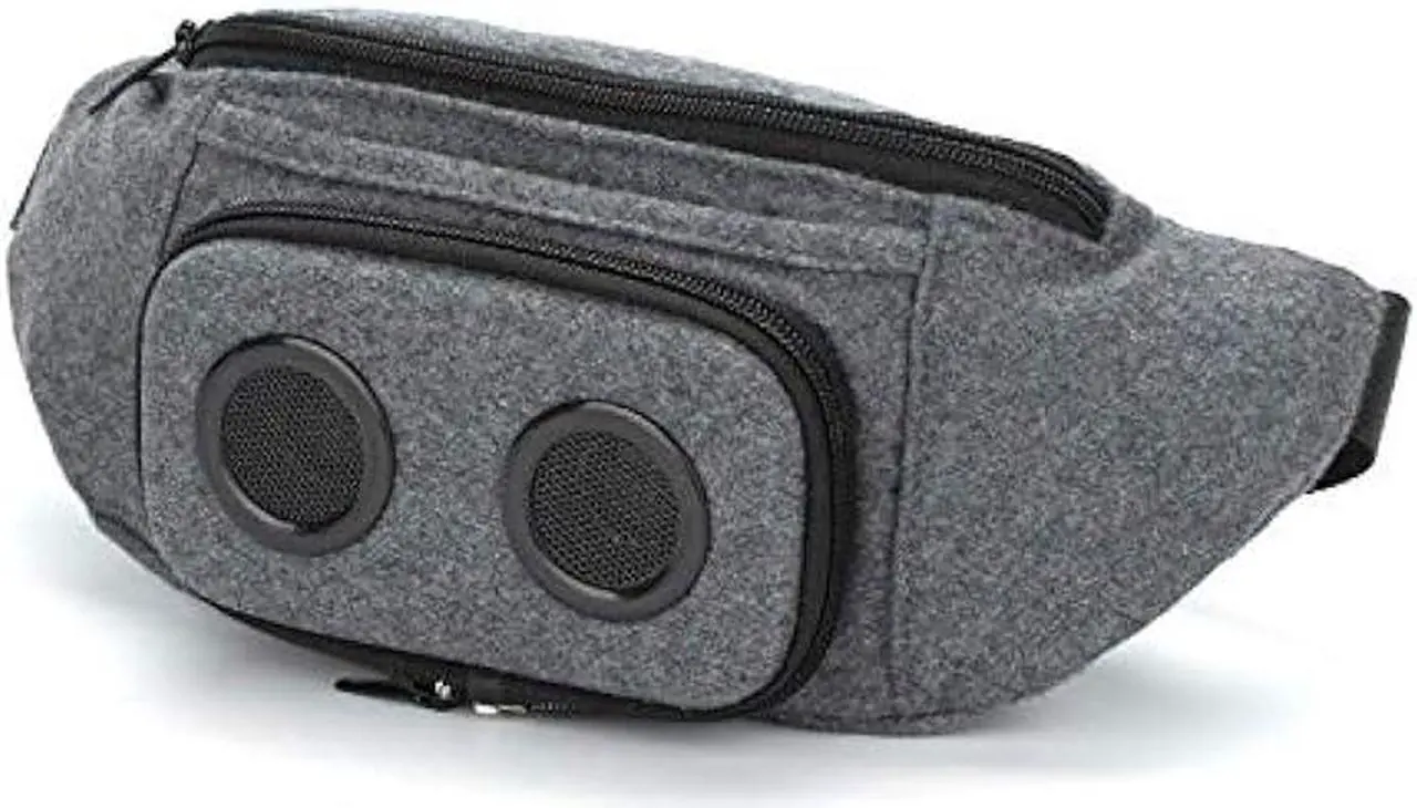 Main image of Fannypack with Speakers. Bluetooth Fanny Pack for Parties/Festivals/Raves/Beach/Boats. Rechargeable, Works with iPhone & Android. (Grey, 2023 Edition)