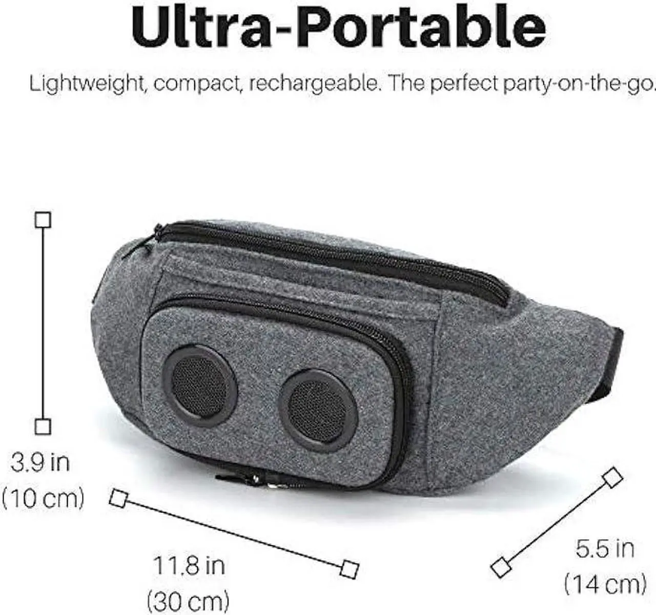 Alt view image 3 of 6 - Fannypack with Speakers. Bluetooth Fanny Pack for Parties/Festivals/Raves/Beach/Boats. Rechargeable, Works with iPhone & Android. (Grey, 2023 Edition)