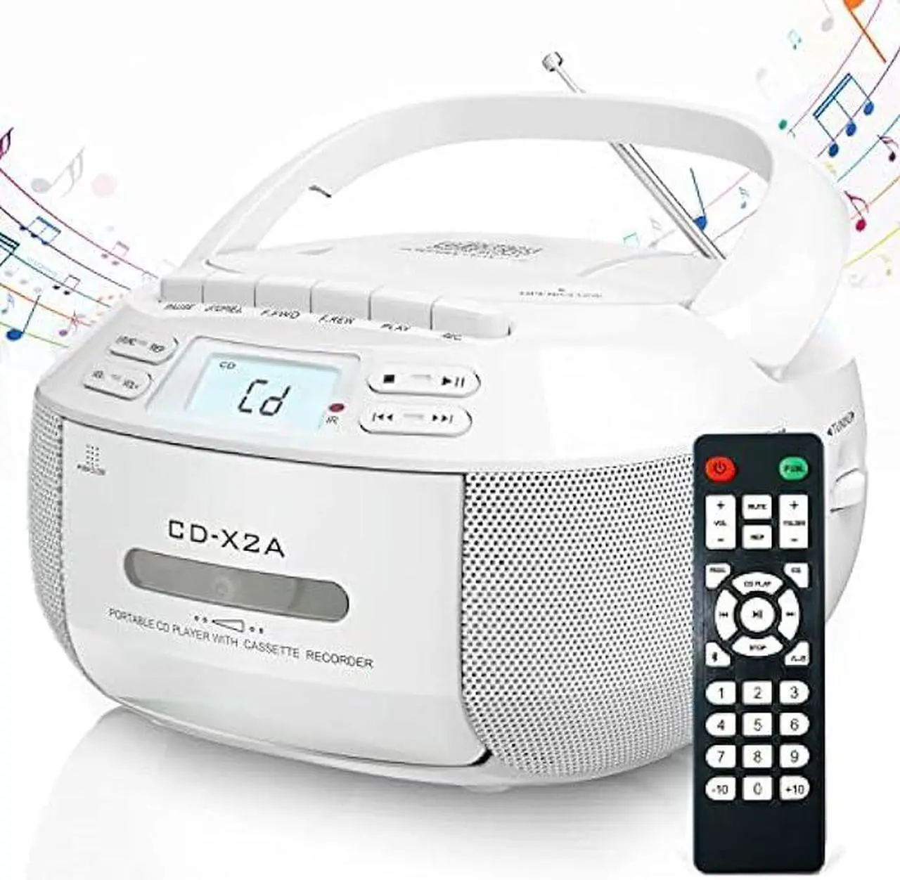 Main image of Greadio CD Player Boombox Cassette Player Combo with Bluetooth,AM/FM Radio,Stereo Sound with Remote Control,AUX/USB Drive,Tape Recording,AC/DC Powered,Headphone Jack,LCD Display for Home,Kids,Gift