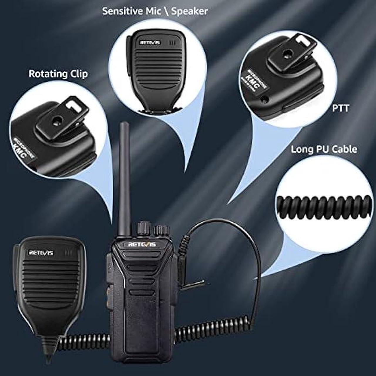Alt view image 4 of 6 - Retevis RT27 Walkie Talkies,Two Way Radio with Shoulder Speaker Mic,2 Way Radios Long Range,USB Charging Base,Local Alarm,Walkie Talkie for Adults Construction Site School Security(5 Pack)