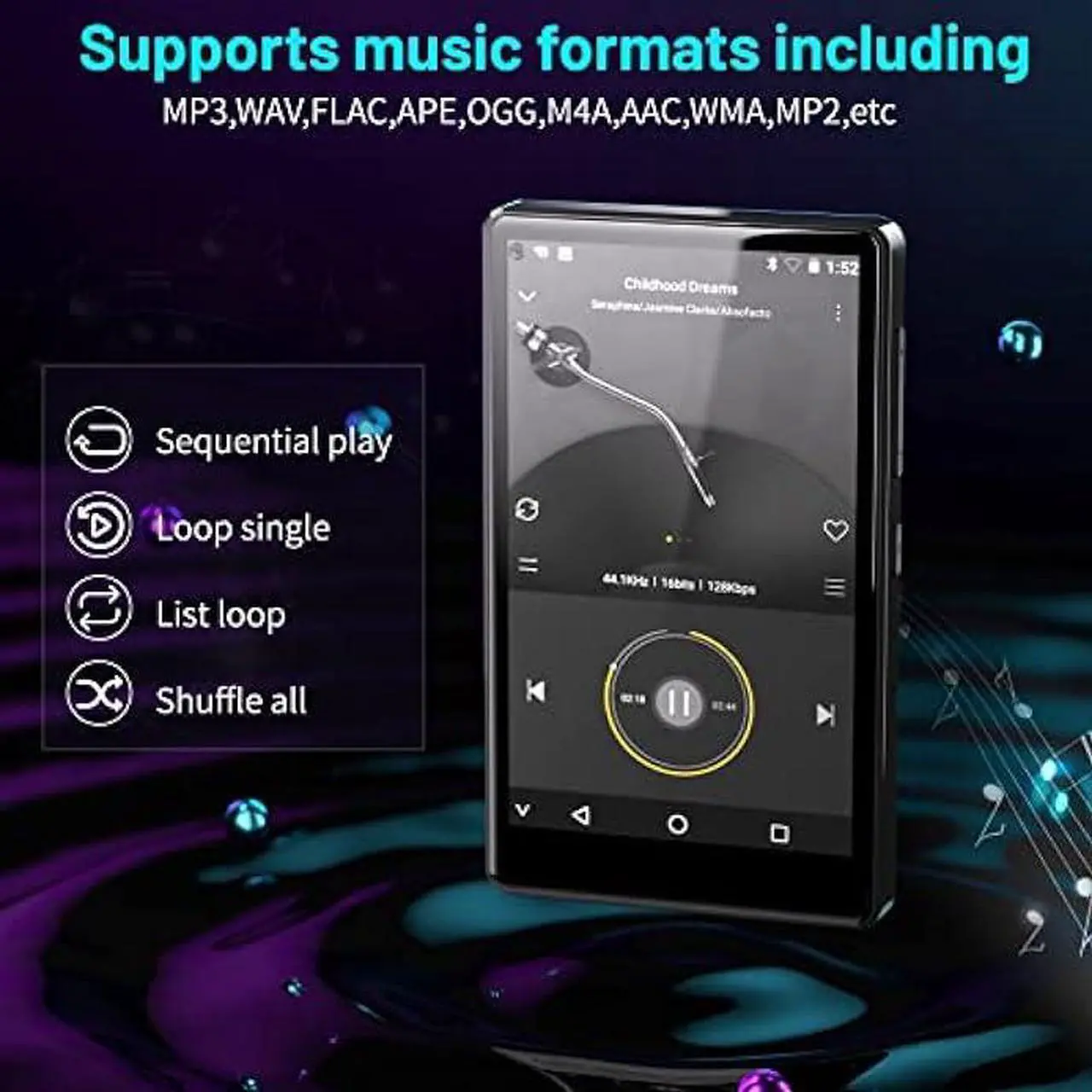 Alt view image 2 of 7 - MP3 Player Bluetooth with Spotify Kids,Spotify,Audible,Browser(Removable), Music,4.0 IPS MP4 Music Player Up to 256GB