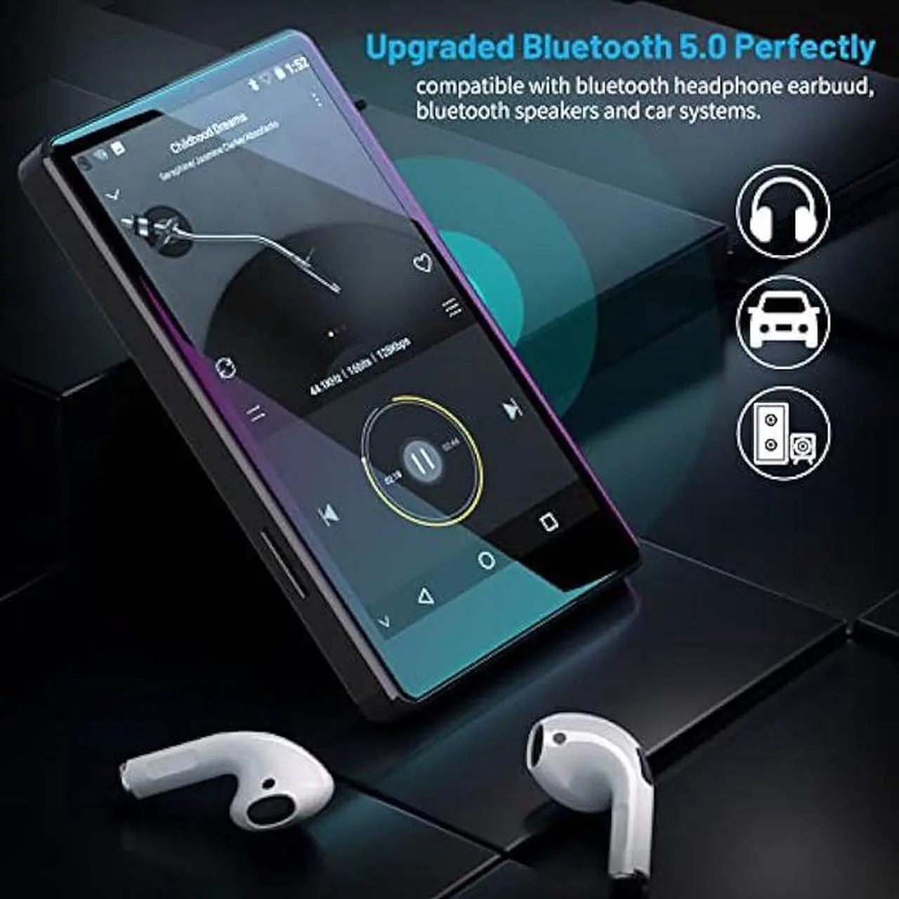 Alt view image 3 of 7 - MP3 Player Bluetooth with Spotify Kids,Spotify,Audible,Browser(Removable), Music,4.0 IPS MP4 Music Player Up to 256GB