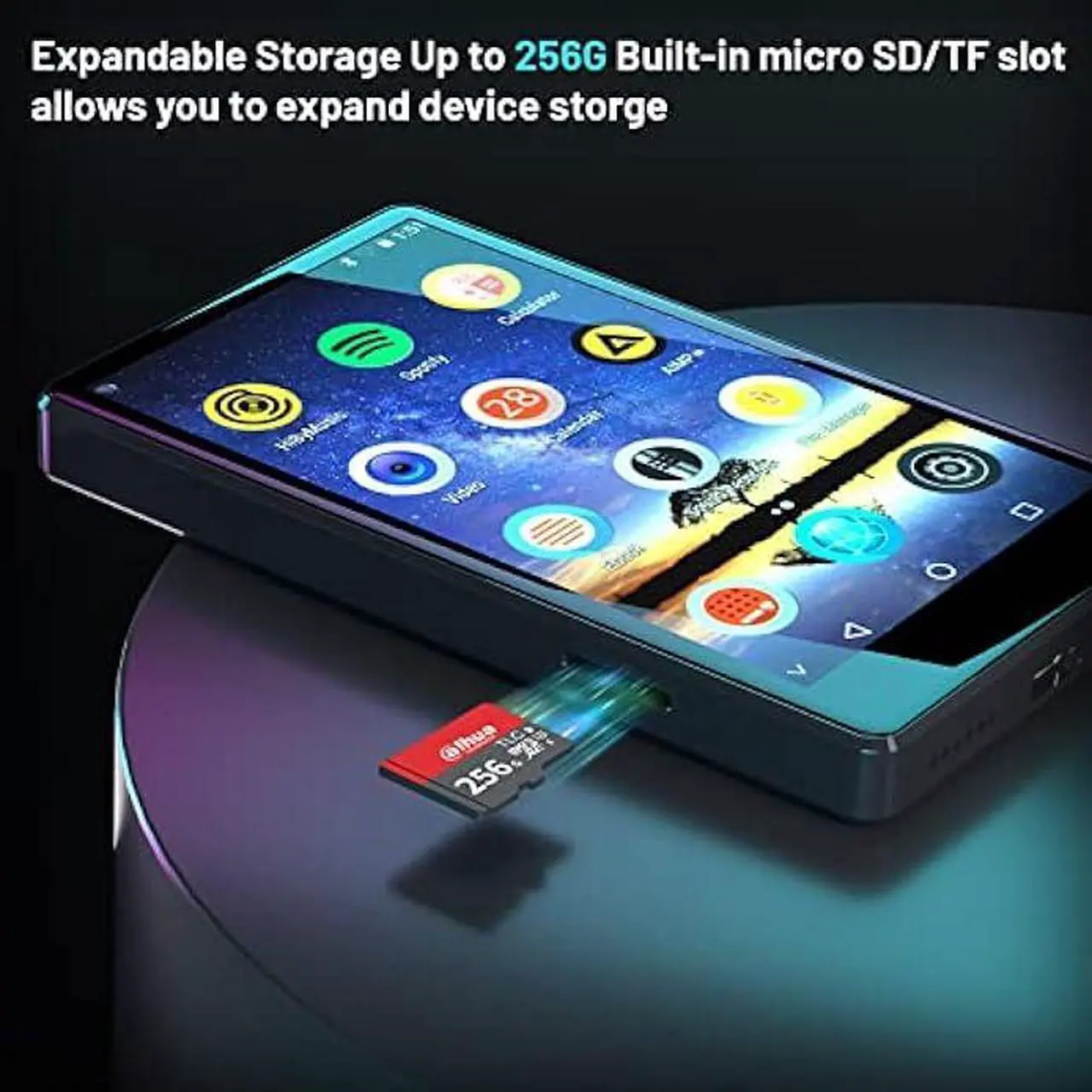 Alt view image 6 of 7 - MP3 Player Bluetooth with Spotify Kids,Spotify,Audible,Browser(Removable), Music,4.0 IPS MP4 Music Player Up to 256GB