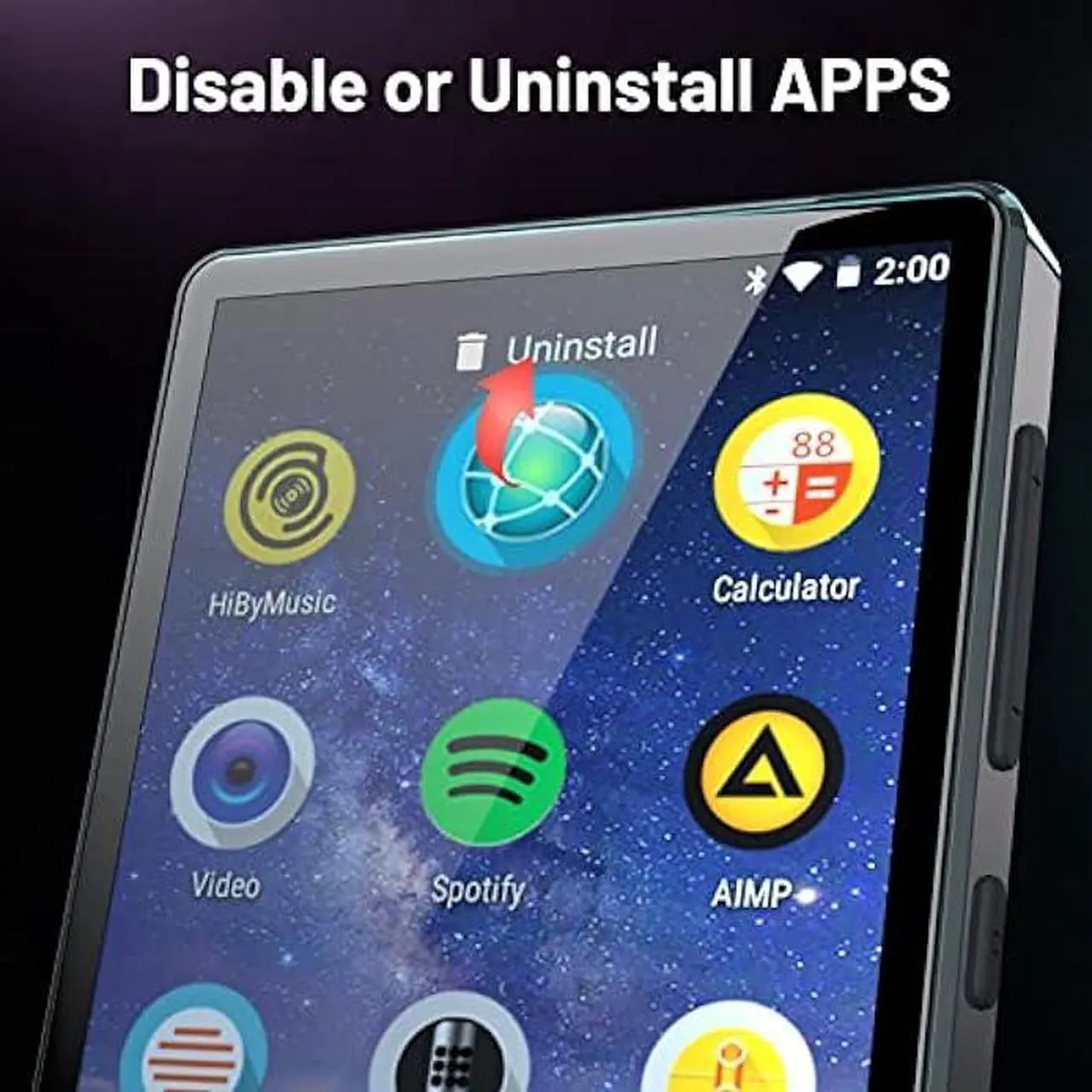 Alt view image 5 of 7 - MP3 Player Bluetooth with Spotify Kids,Spotify,Audible,Browser(Removable), Music,4.0 IPS MP4 Music Player Up to 256GB