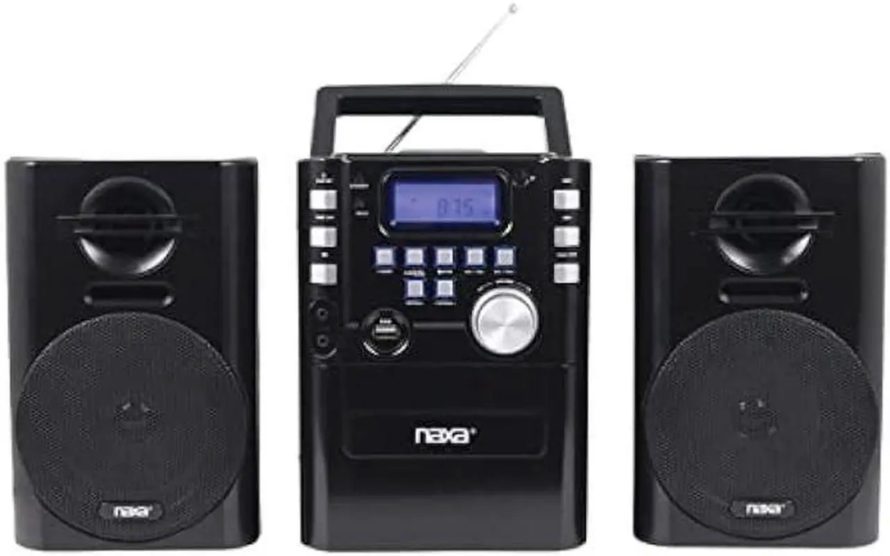 Alt view image 3 of 5 - Naxa Electronics Naxa NPB-431 Portable MP3/CD Player with PLL FM Radio, USB Input, Remote Control, and Detachable Speakers, Black