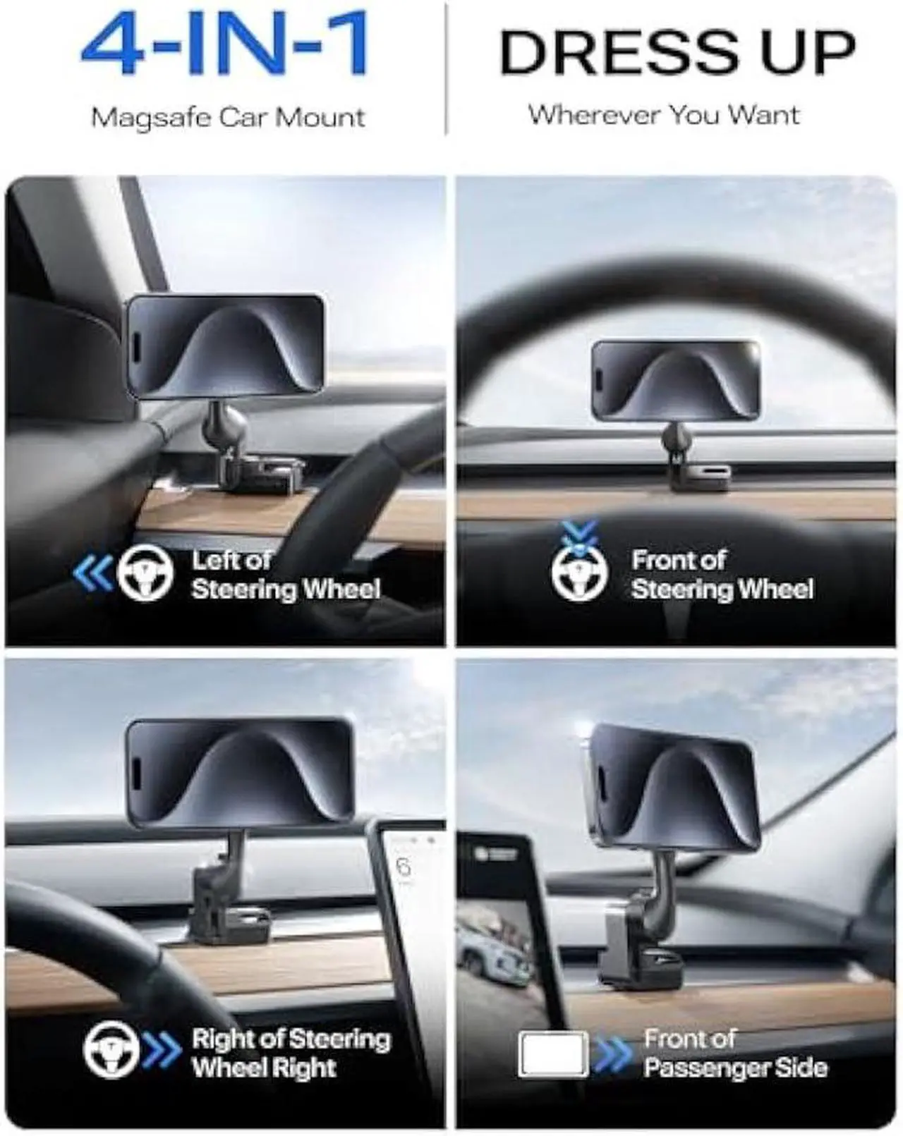 Alt view image 2 of 6 - LISEN Tesla Phone Mount, for MagSafe Car Mount [Never Blocking] Tesla Model 3 Y Phone Mount, Tesla Model 3 Y Accessories, Adjustable Tesla Phone Holder Fits iPhone 15 Pro Max Plus 14 13 12 AIl Phones