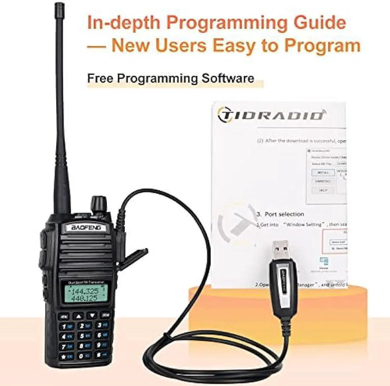 Alt view image 3 of 6 - BaoFeng UV-82 High Power Ham Radio Handheld 2 Way Walkie Talkies with Earpiece, Speaker Mic and Programming Cable (2 Pack-Black)