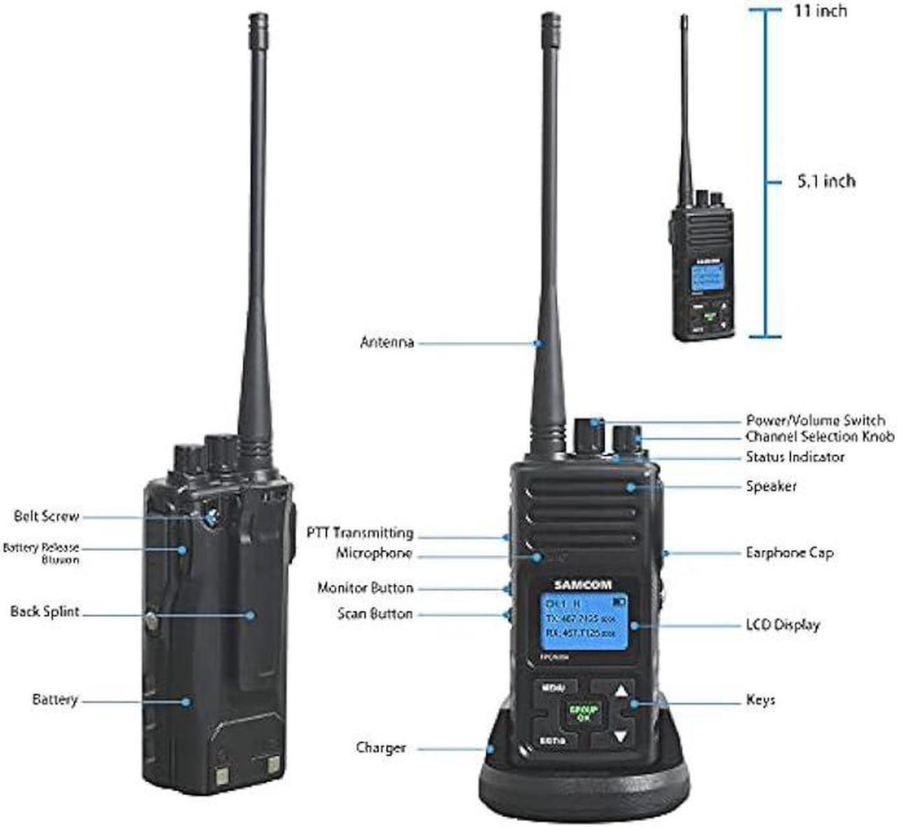 Alt view image 2 of 6 - 5Watt Walkie Talkie for Adults Long Range Two Way Radio Rechargeable with Speaking Mic, SAMCOM 2-Way Radios Heavy Duty Walky Talky with shoulder Mic for Restaurant Hotel (2 Pcs Radio + Speaker Mic)