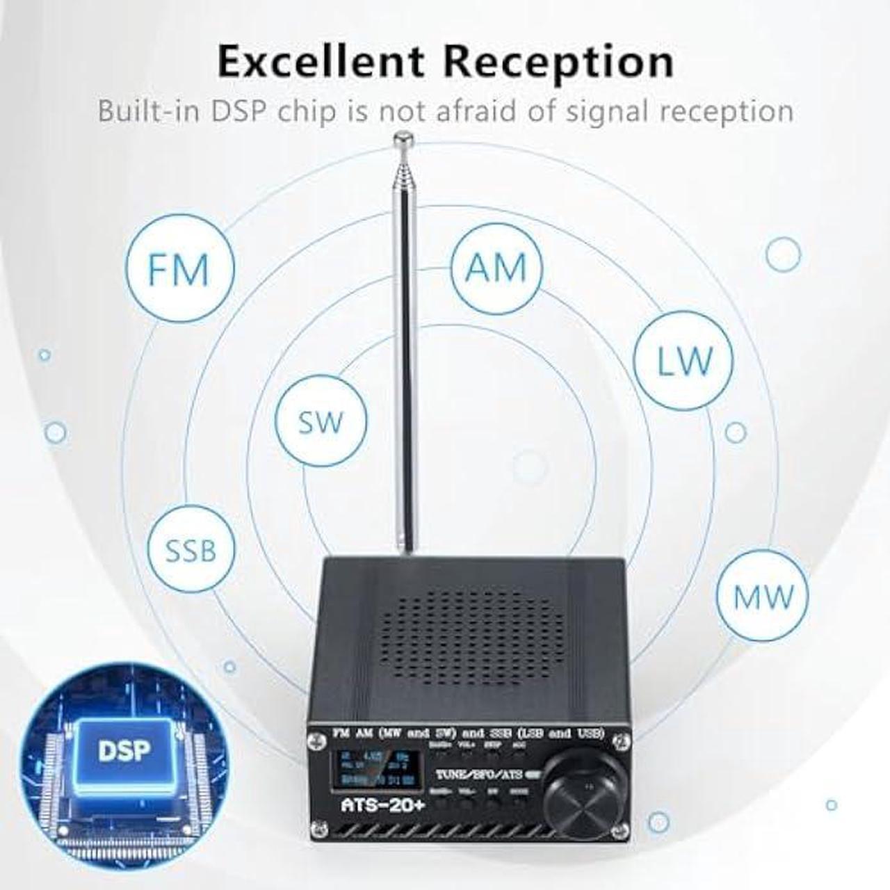 Alt view image 2 of 7 - GOOZEEZOO Si4732 ATS-20+ Portable Shortwave Radio Receiver FM AM (MW SW) LW SSB (LSB USB) All World Band Radio with Antenna, Big Speaker & Best Reception