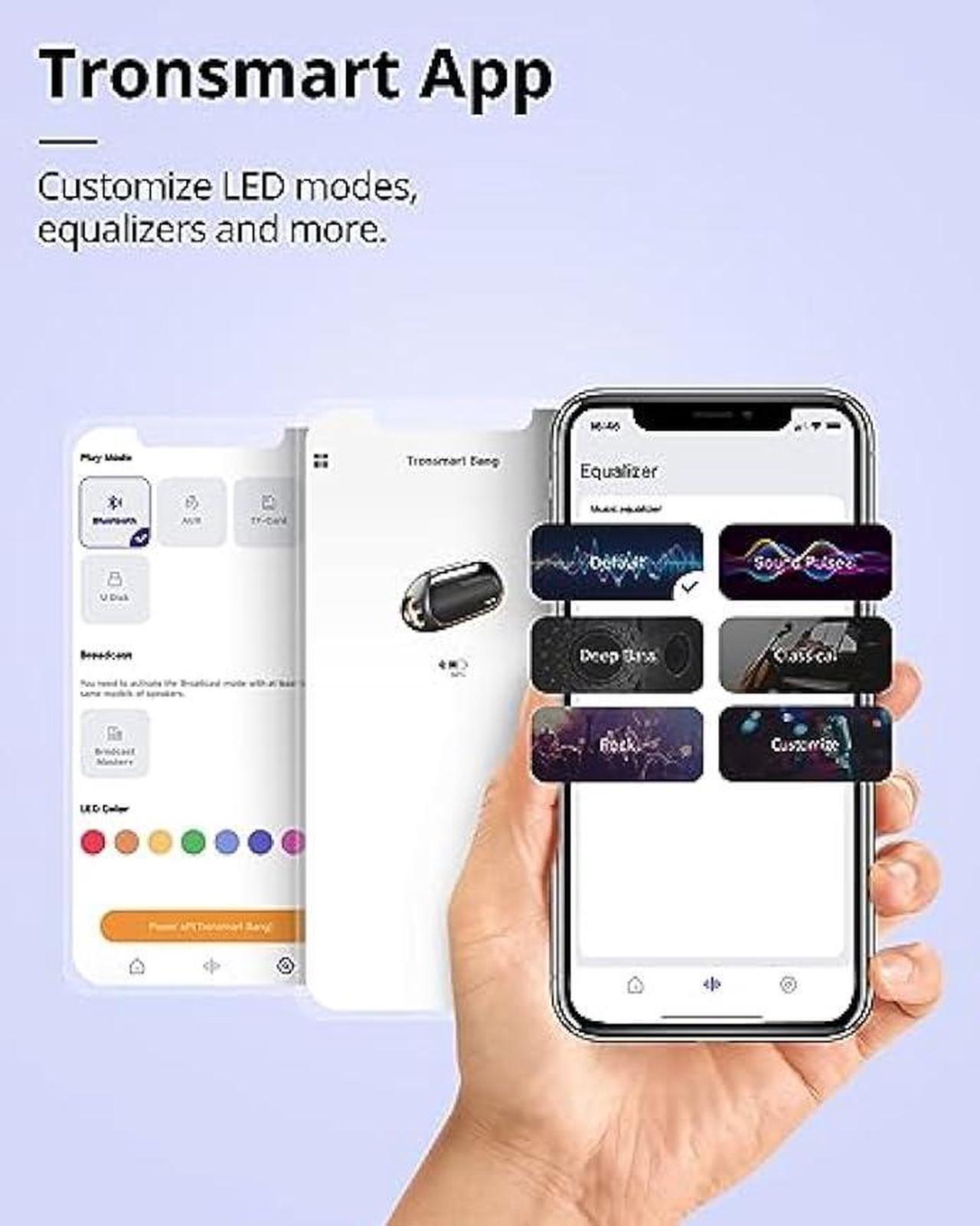 Alt view image 4 of 5 - Tronsmart Bang(Upgraded) 60W Bluetooth Speakers with Subwoofer, IPX6 Waterproof Loud Bluetooth Speaker with 7 LED Color Light, 24H Playtime Bluetooth Portable Speaker with Handle for Outdoor, Party