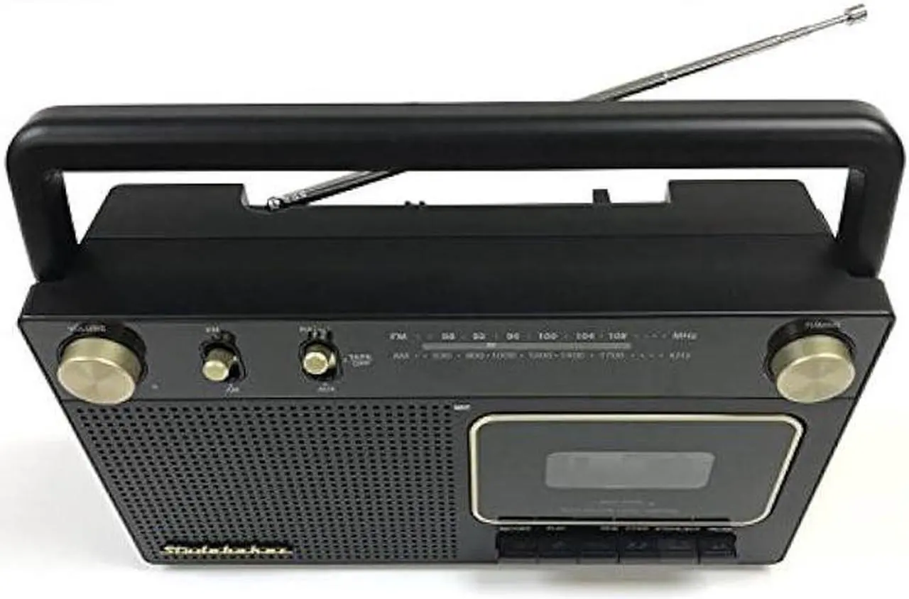 Alt view image 4 of 6 - Studebaker Portable Retro Home Audio Stereo AM/FM Radio & Cassette Player/Recorder with Aux Input Jack & Built in Speakers (Gold)