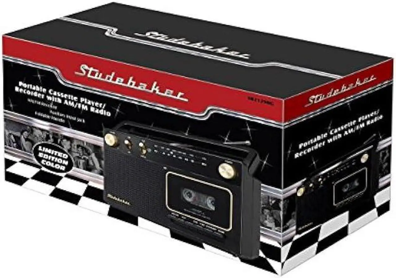 Alt view image 5 of 6 - Studebaker Portable Retro Home Audio Stereo AM/FM Radio & Cassette Player/Recorder with Aux Input Jack & Built in Speakers (Gold)