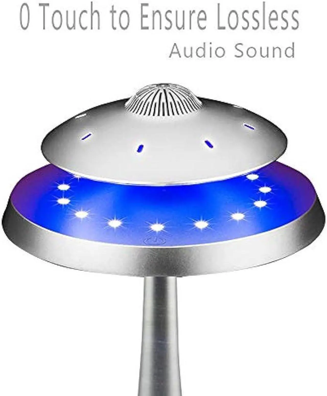 Alt view image 3 of 6 - Levitating Floating Speaker, Magnetic UFO Bluetooth Speaker V4.0 , LED Lamp Bluetooth Speaker with 5W Stereo Sound , Wireless Charge, 360 Degree Rotation , for Home /Office Decor ,Unique Gifts(Sliver)