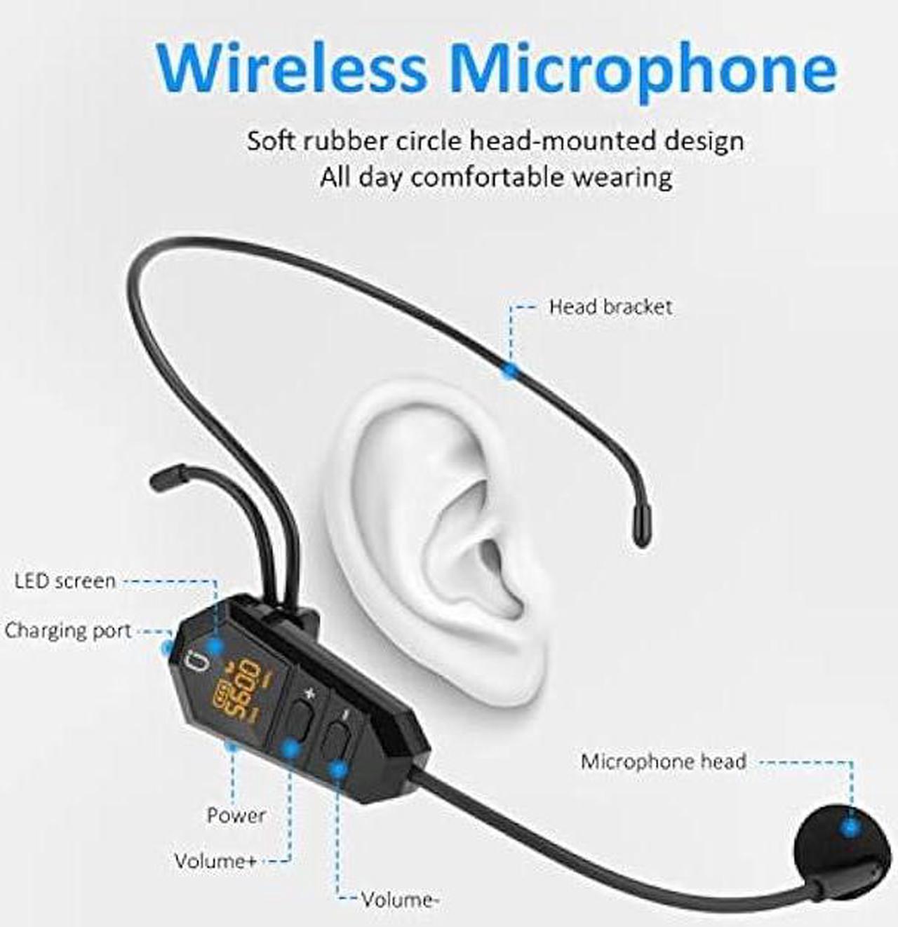 Alt view image 2 of 7 - JYX Wireless Voice Amplifier for Teacher, with UHF Wireless Microphone Headset, 2200mAH Portable Bluetooth PA System Speaker, Supports FM/REC/USB/TF Card/AUX in, for Teaching/Meeting/Tour Guiding