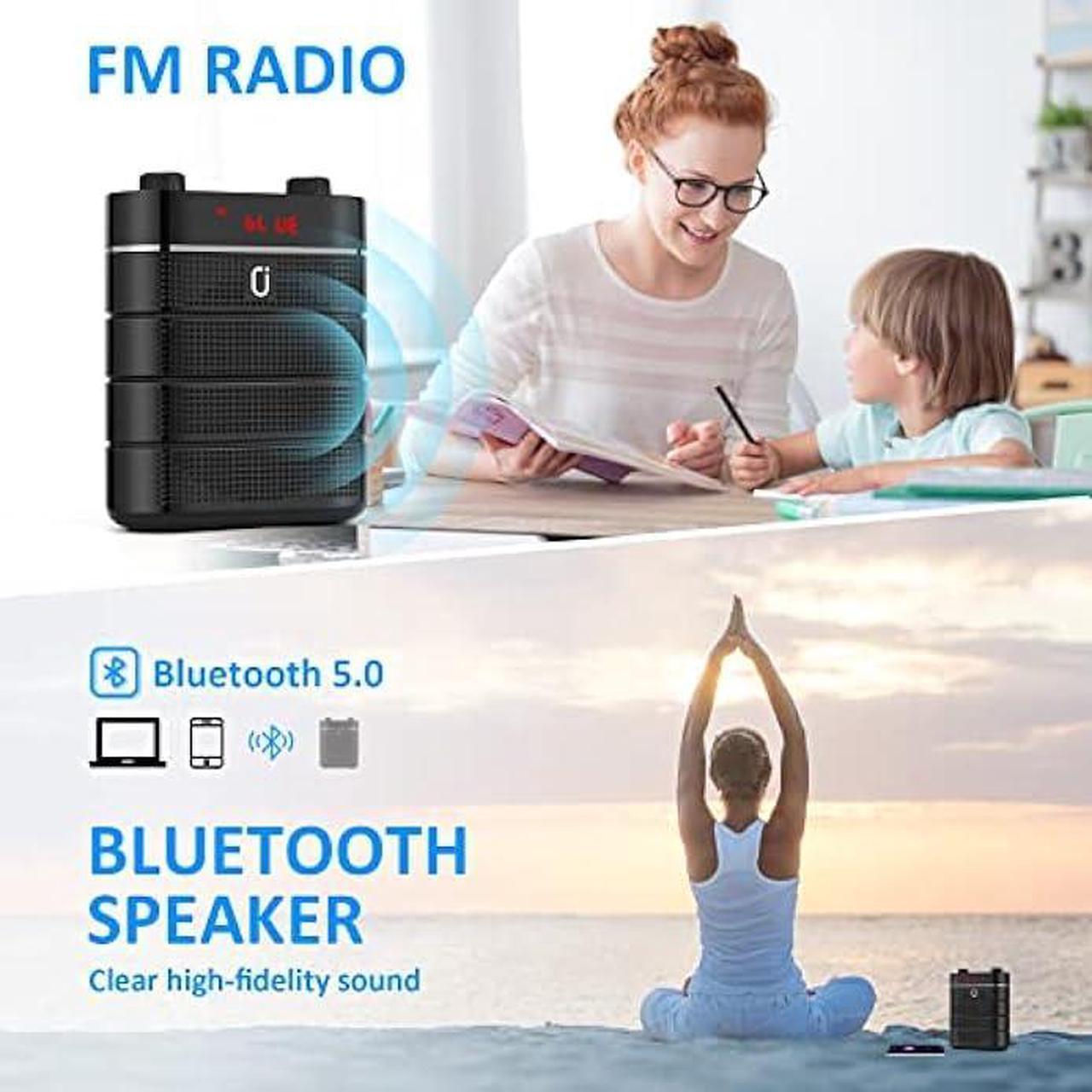 Alt view image 4 of 7 - JYX Wireless Voice Amplifier for Teacher, with UHF Wireless Microphone Headset, 2200mAH Portable Bluetooth PA System Speaker, Supports FM/REC/USB/TF Card/AUX in, for Teaching/Meeting/Tour Guiding