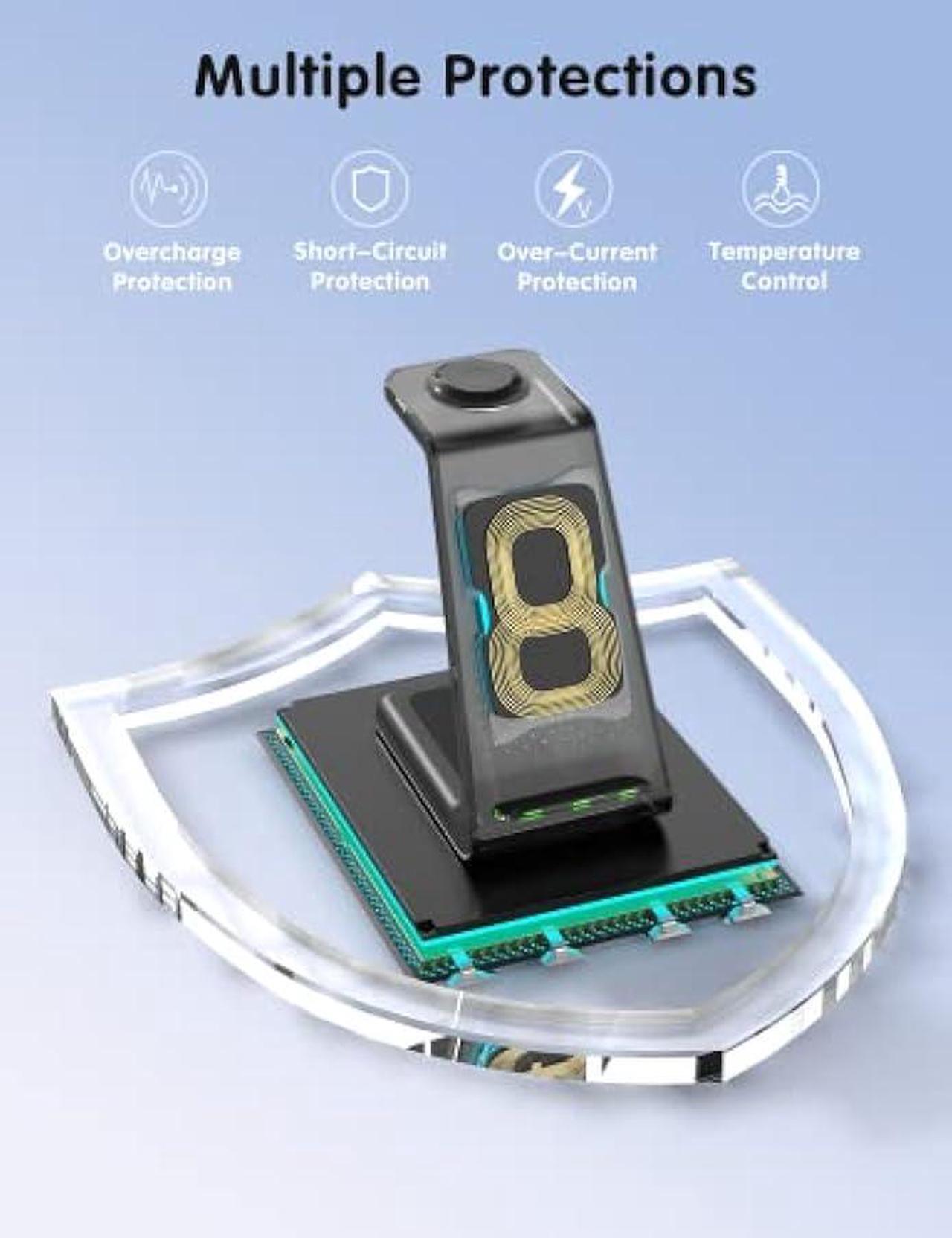 Alt view image 6 of 6 - Wireless Charging Station, Wireless Charger Stand, 3 in 1 Charging Station for Apple iPhone 15/14/13/12/11/SE/X/8 Series, for Apple Watch Ultra/9/8/SE/7/6/5/4/3, for AirPods Pro 2/3/2, Wood Pattern