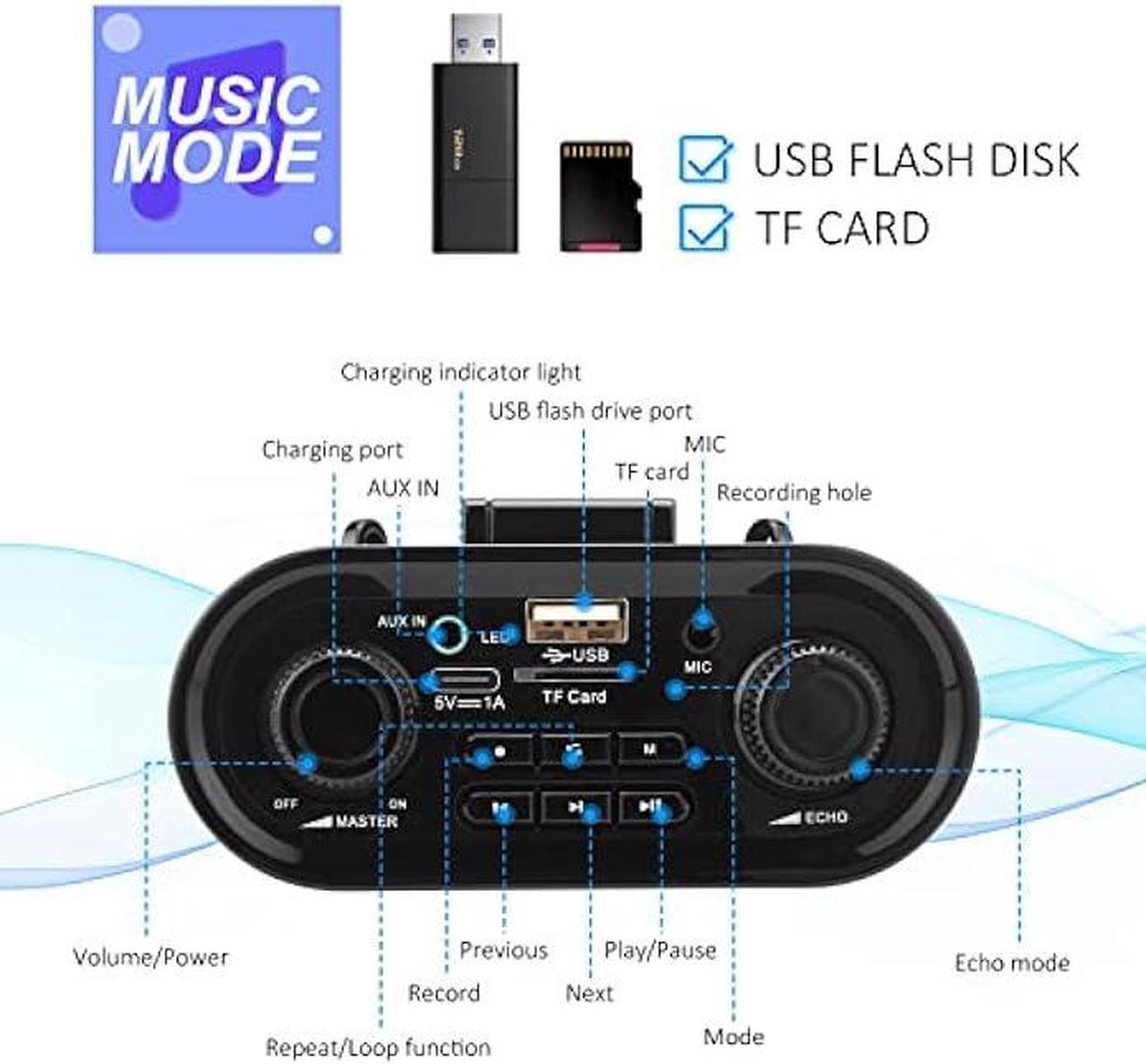 Alt view image 6 of 7 - JYX Wireless Voice Amplifier for Teacher, with UHF Wireless Microphone Headset, 2200mAH Portable Bluetooth PA System Speaker, Supports FM/REC/USB/TF Card/AUX in, for Teaching/Meeting/Tour Guiding