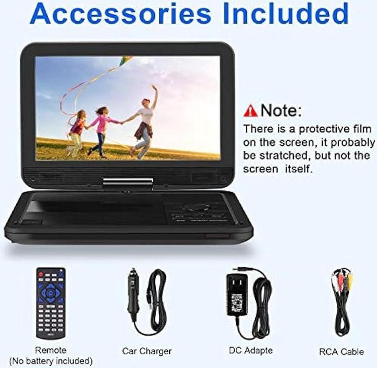 Alt view image 7 of 7 - YOOHOO 12.5 Portable DVD Player with 10.1 HD Swivel Screen, 4H Rechargeable Battery, Support USB/SD Card/Discs/Sync TV, Regions Free, Dual Stereo Speakers, Last Memory, Car Charger, Remote Control