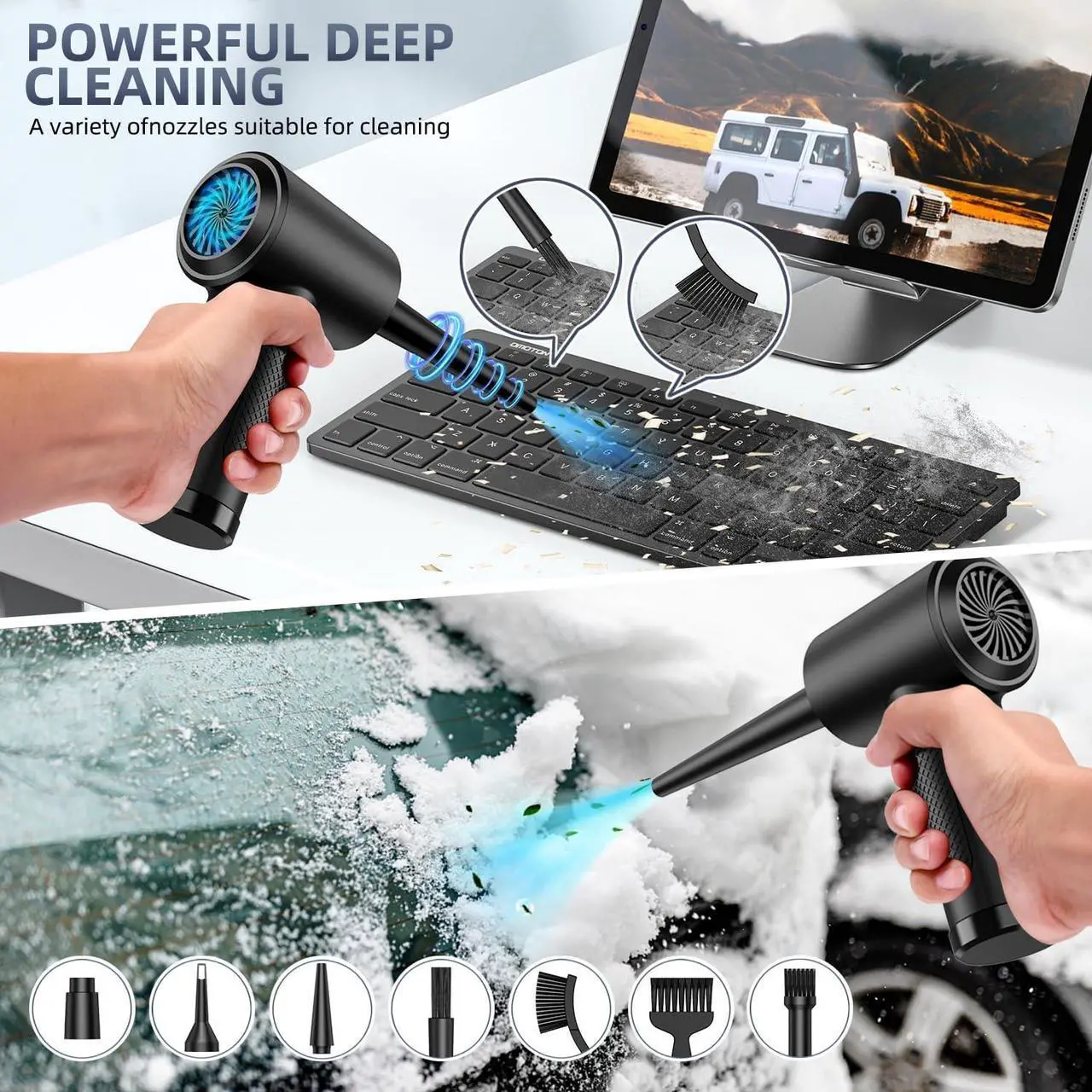 Alt view image 3 of 7 - ZARIMI Compressed air Duster - Keyboard Cleaner for Office no Canned Reusable Good Replacement Can Electric 91000RPM Cordless air Duster pc 7600mAh -pc Cleaning-air Blower-car dusters-Electric