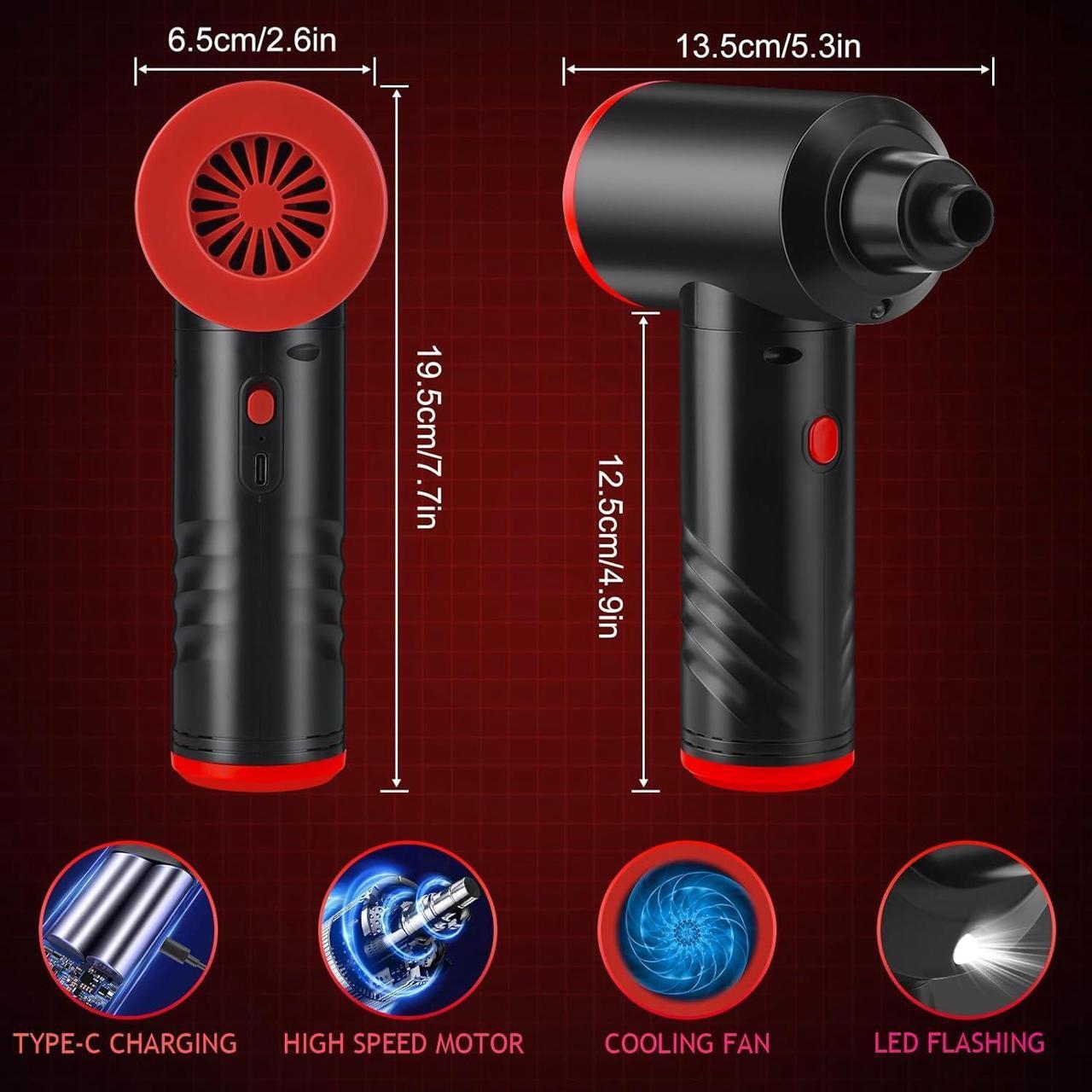 Alt view image 4 of 6 - KAYEEORT Compressed air Duster - Keyboard Cleaner with Led Display for Office no Canned Reusable Good Replacement Can Electric 91000RPM Cordless 6000mAh Blue