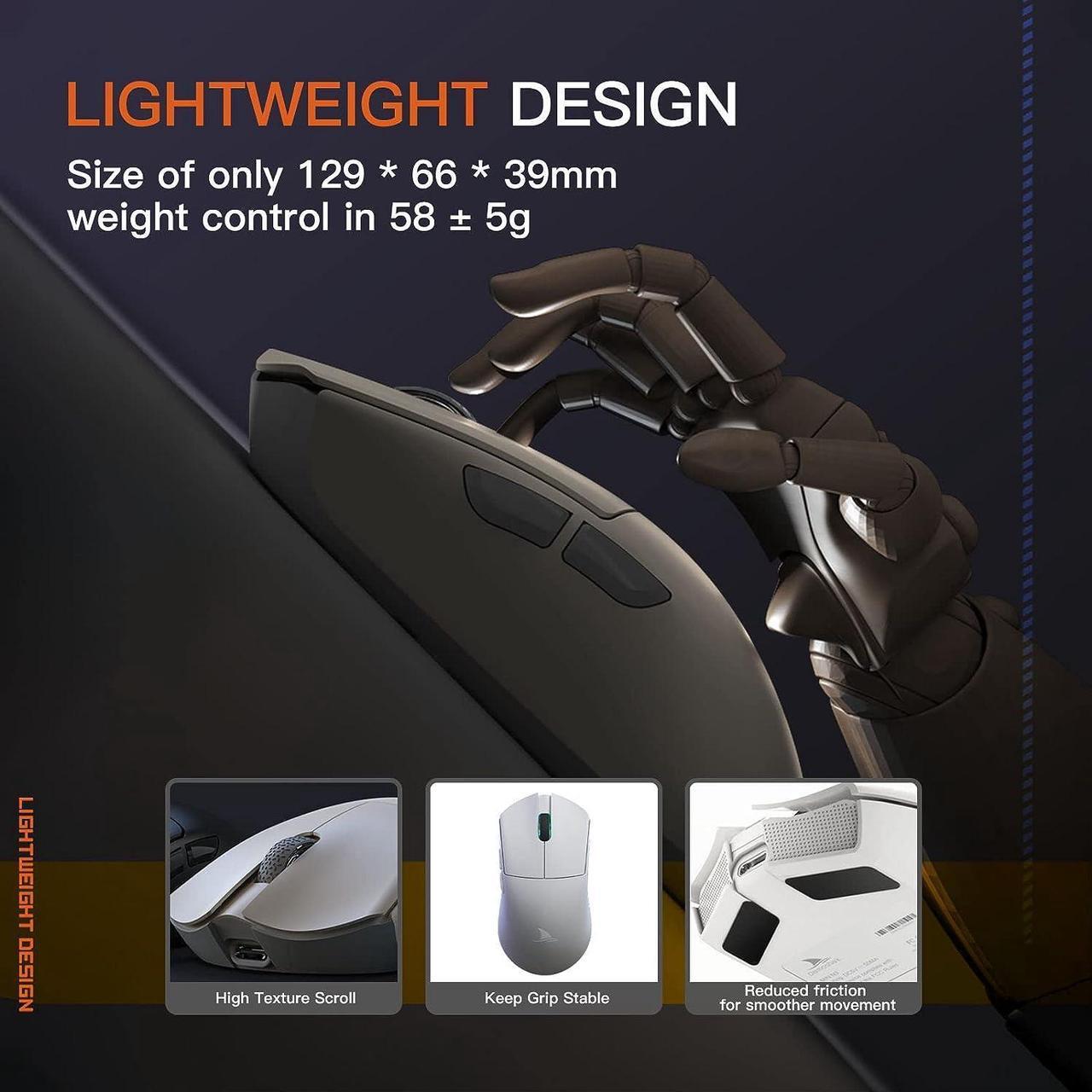 Alt view image 3 of 6 - Darmoshark M3 Wireless Gaming Mouse,Tri-Mode 2.4G/USB-C/Bluetooth Mouse Up to 26000DPI,PAW3395 optical sensor Lightweight 58g,8 programmable button 500MAh Battery Life,Computer Mouse for Laptop,PC,Mac