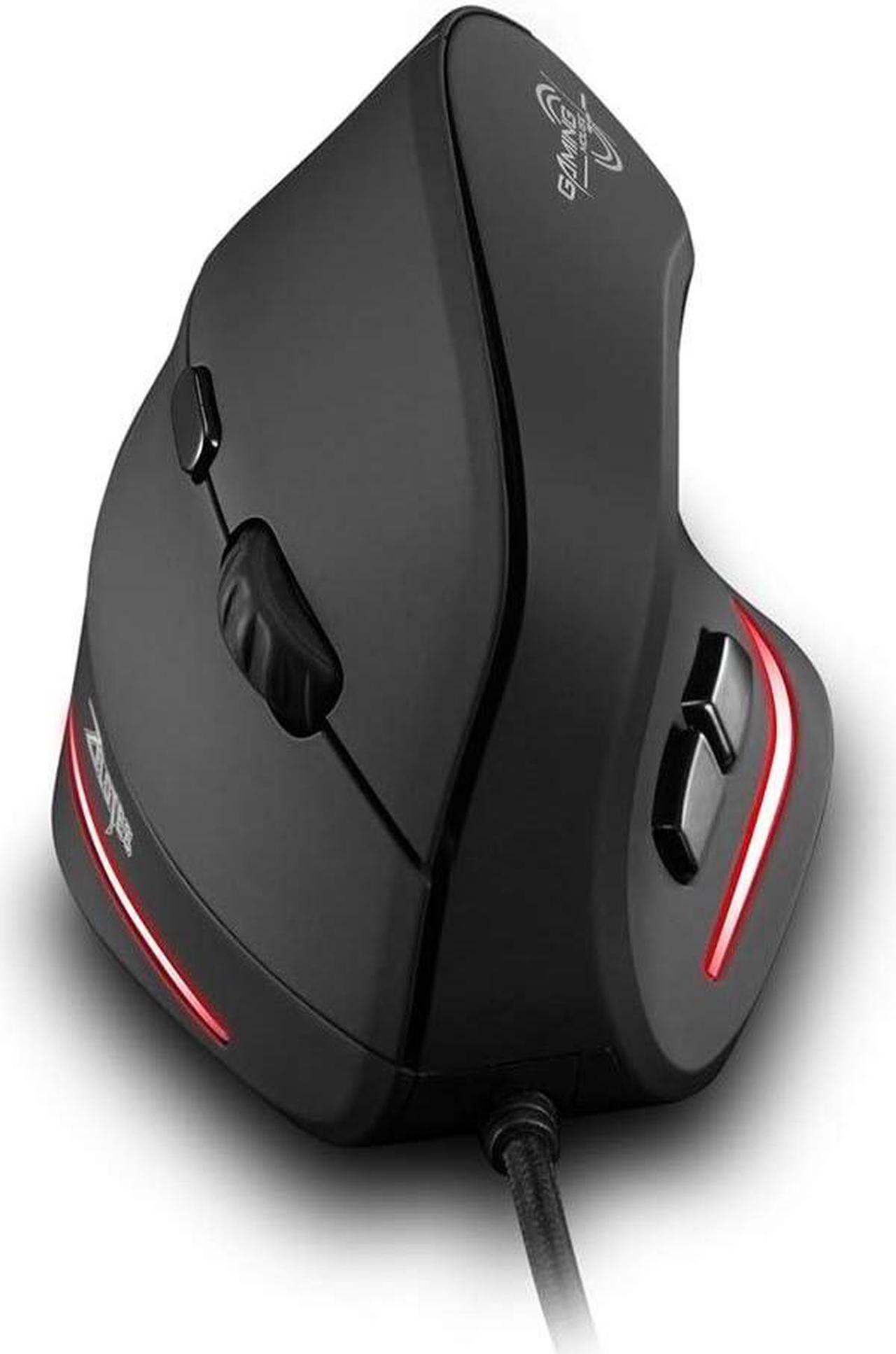 zelotes Wired Mouse for Computer,3200DPI,6 Buttons LED USB Optical Ergonomic mouse,Vertical Mouse,Corded mouse for Laptop,PC,Mac,Black