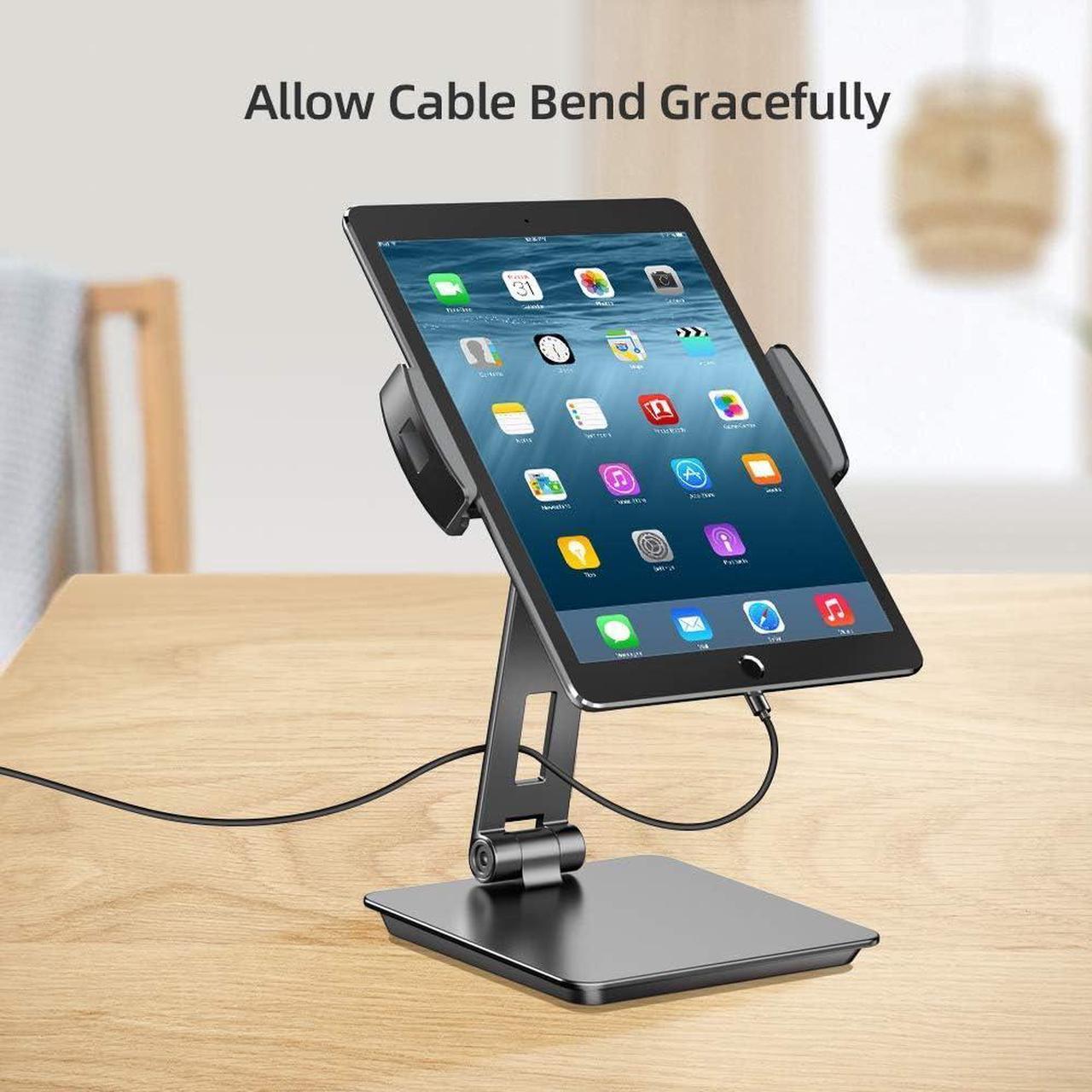 Alt view image 6 of 7 - UPERFECT 5.9''-17.3'' Portable Monitor Stand, Adjustable 360° Swivel Bracket, 180° Tiltable Clamp, Heavy Duty Aluminum Stand for Pad/Tablet