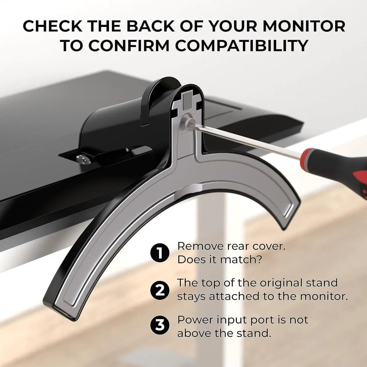 Alt view image 3 of 7 - HumanCentric VESA Mount Adapter Compatible with LG Monitors 24MP58VQ, 24MP58VQ-P, 24MP59HT, 24MP59HT-P, and 24MP60VQ, Mounts Monitor to VESA Stand, Arm or Desk Mount with 75x75 or 100x100 mm