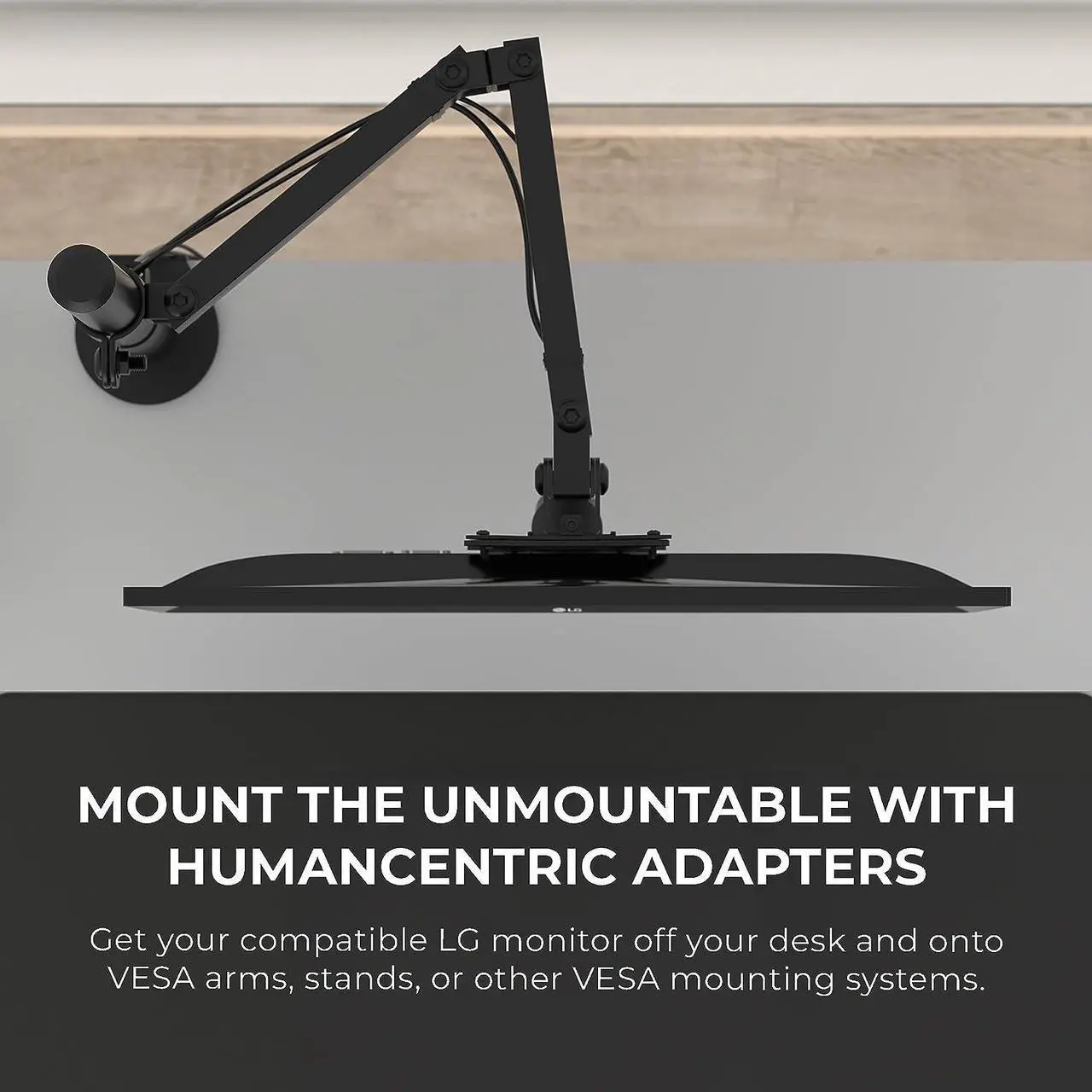 Alt view image 5 of 7 - HumanCentric VESA Mount Adapter Compatible with LG Monitors 24MP58VQ, 24MP58VQ-P, 24MP59HT, 24MP59HT-P, and 24MP60VQ, Mounts Monitor to VESA Stand, Arm or Desk Mount with 75x75 or 100x100 mm