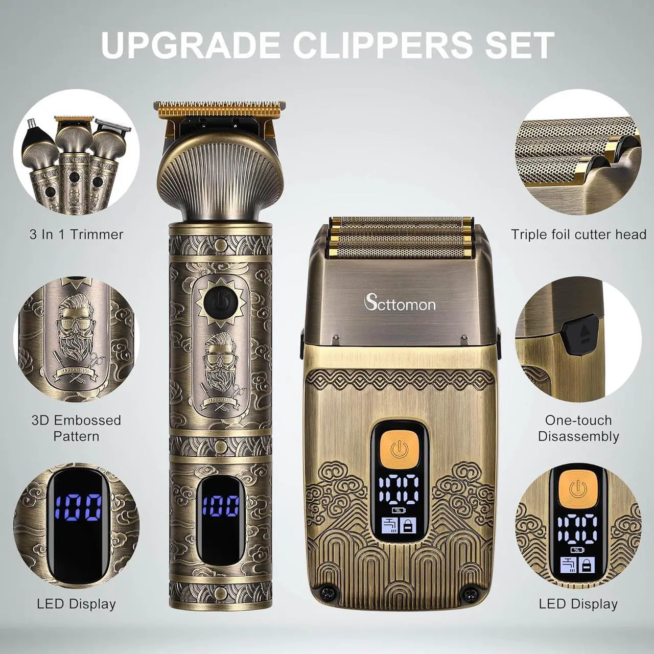 Alt view image 3 of 7 - T-Blade Hair Trimmers & Electric Shavers for Men Foil Shaver Beard Trimmer Men's Grooming Kit with Triple Blades Cordless